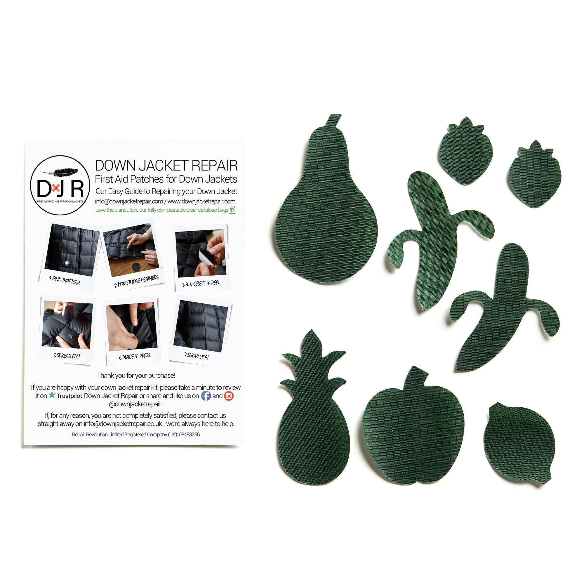 Down Jacket Repair Patches - Fruit - Bottle Green - Image 2