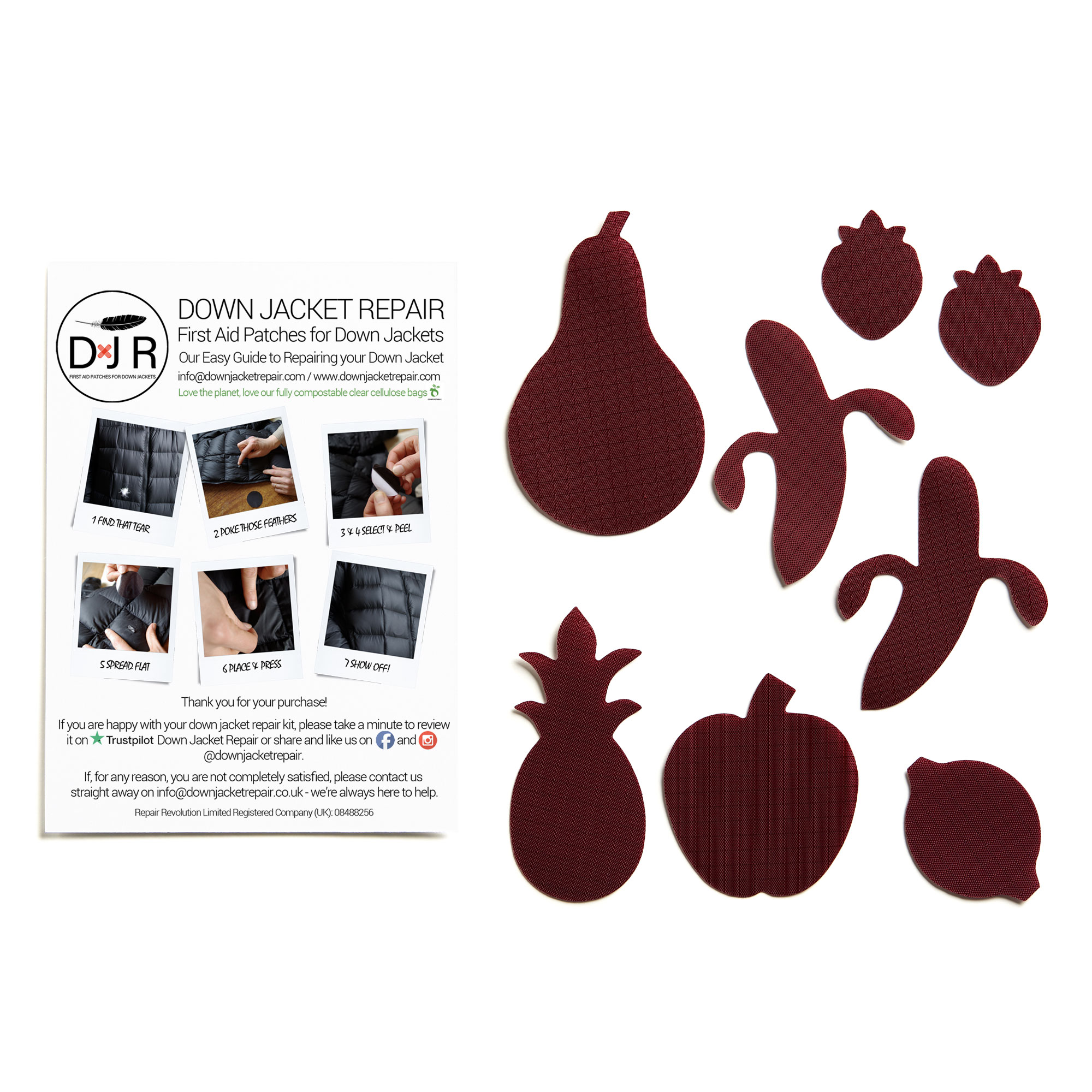 Down Jacket Repair Patches - Fruit - Burgundy - Image 2