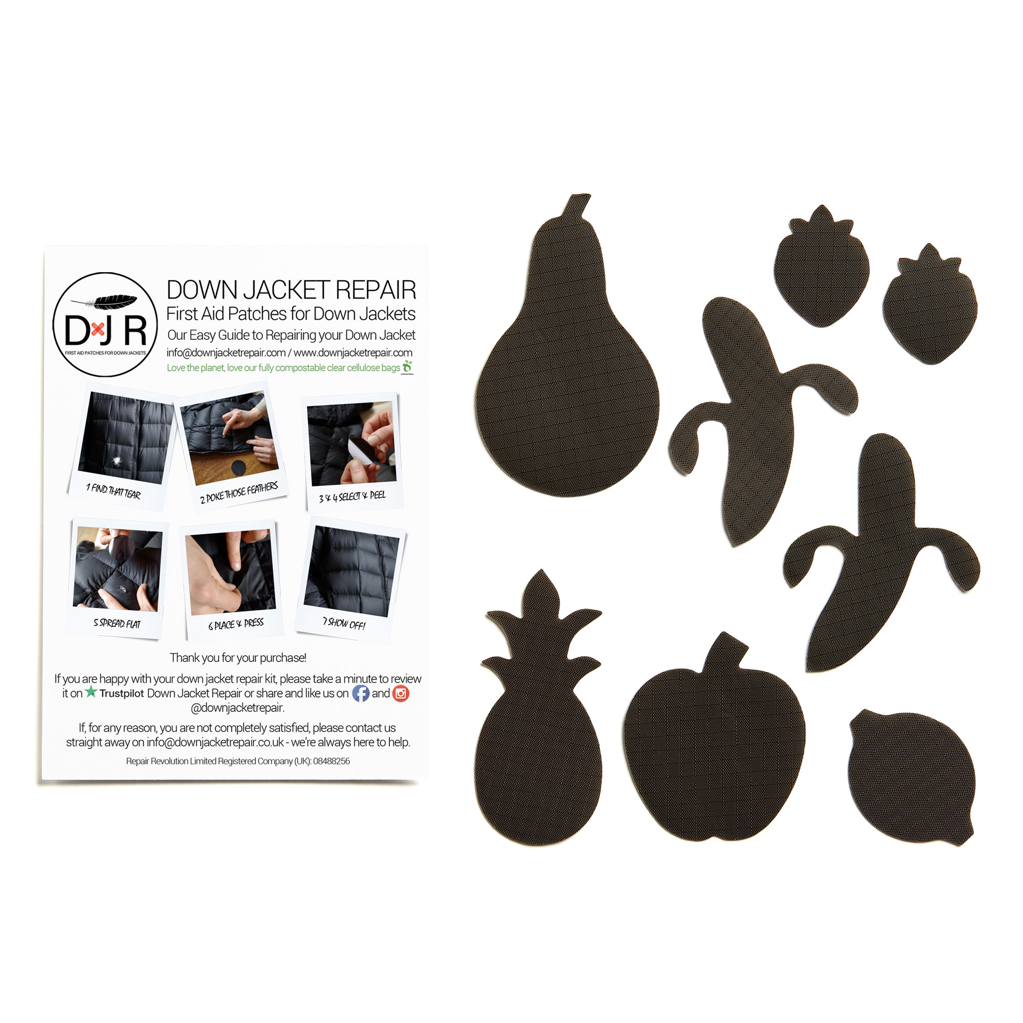 Down Jacket Repair Patches - Fruit - Dark Brown - Image 2