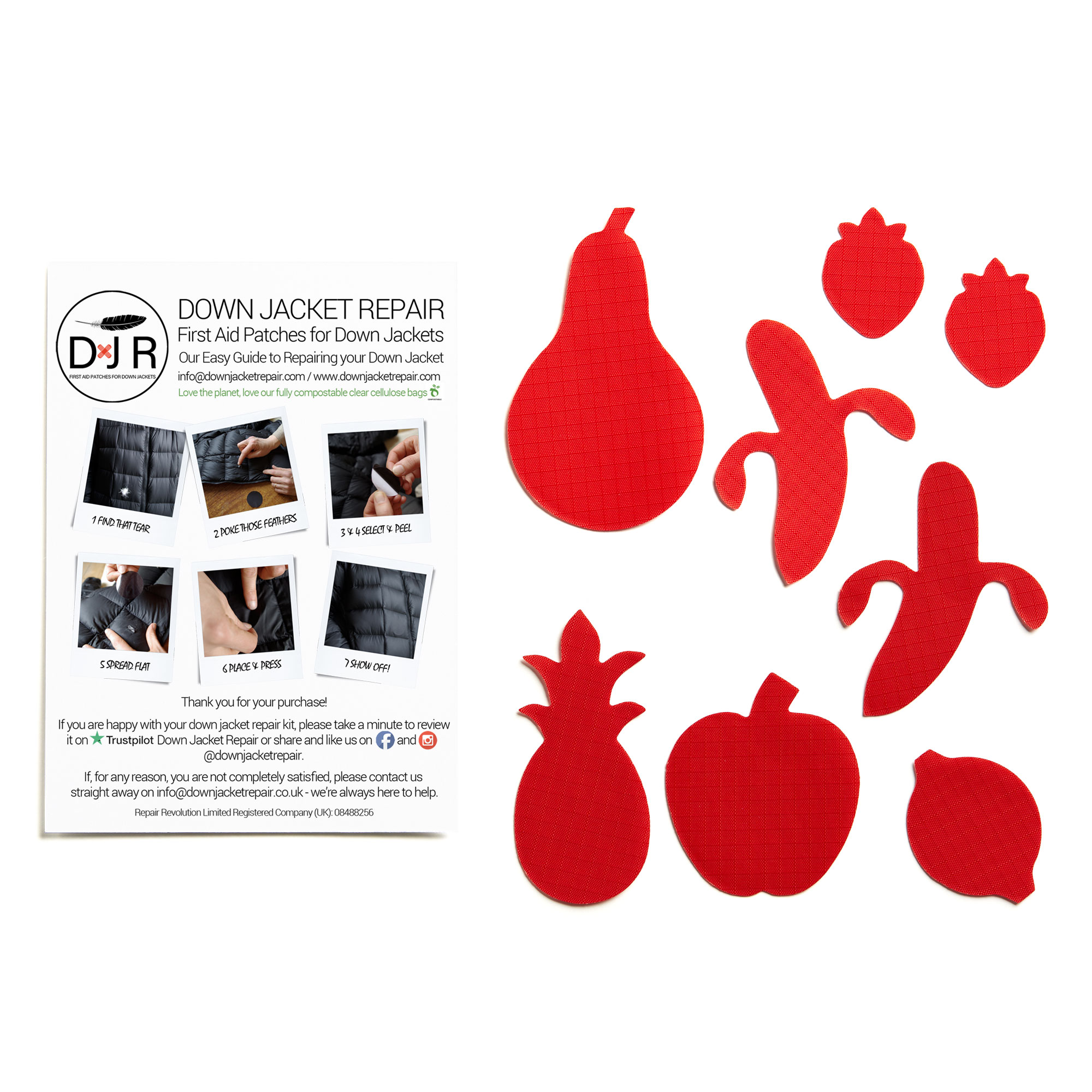 Down Jacket Repair Patches - Fruit - Red - Image 2