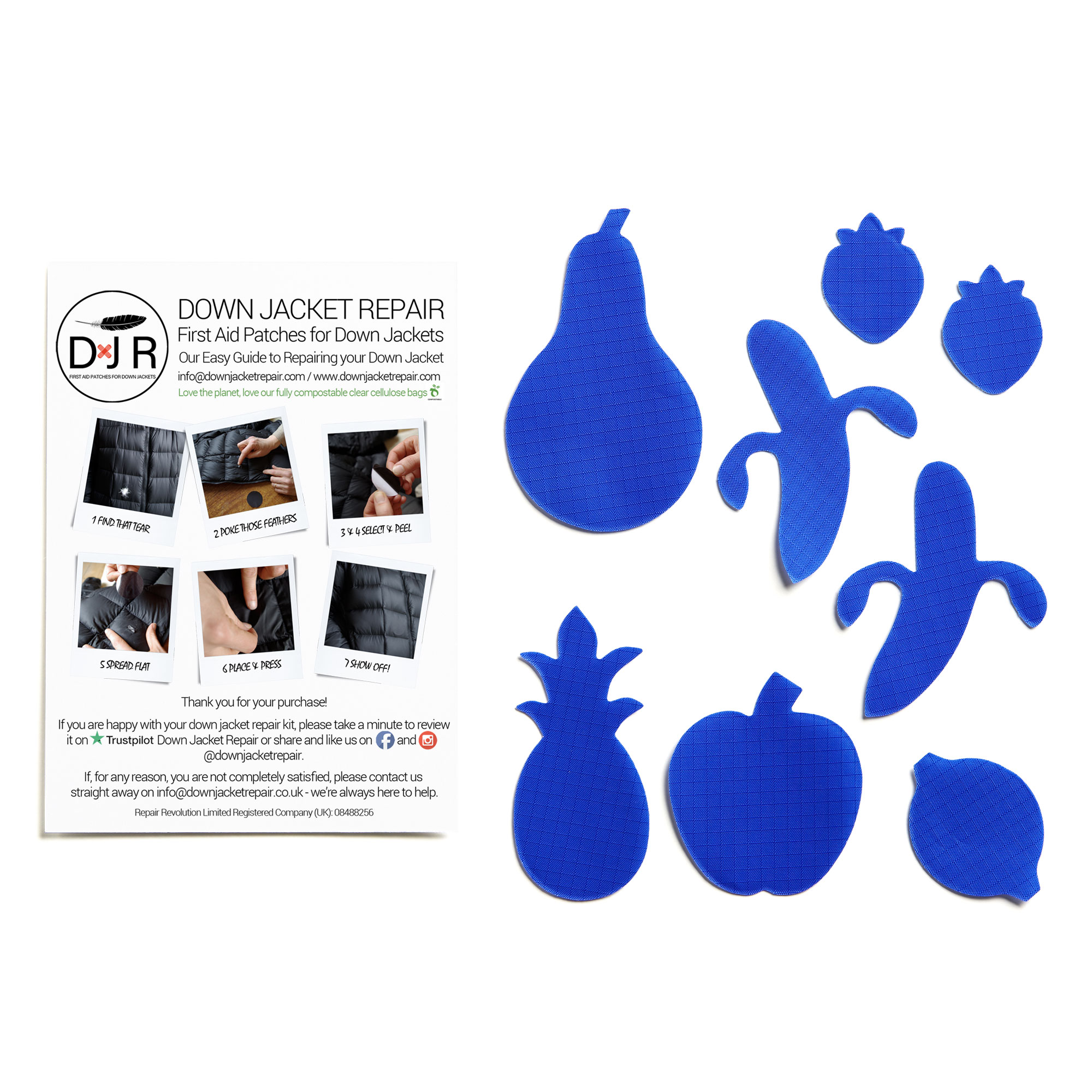 Down Jacket Repair Patches - Fruit - Royal Blue - Image 2