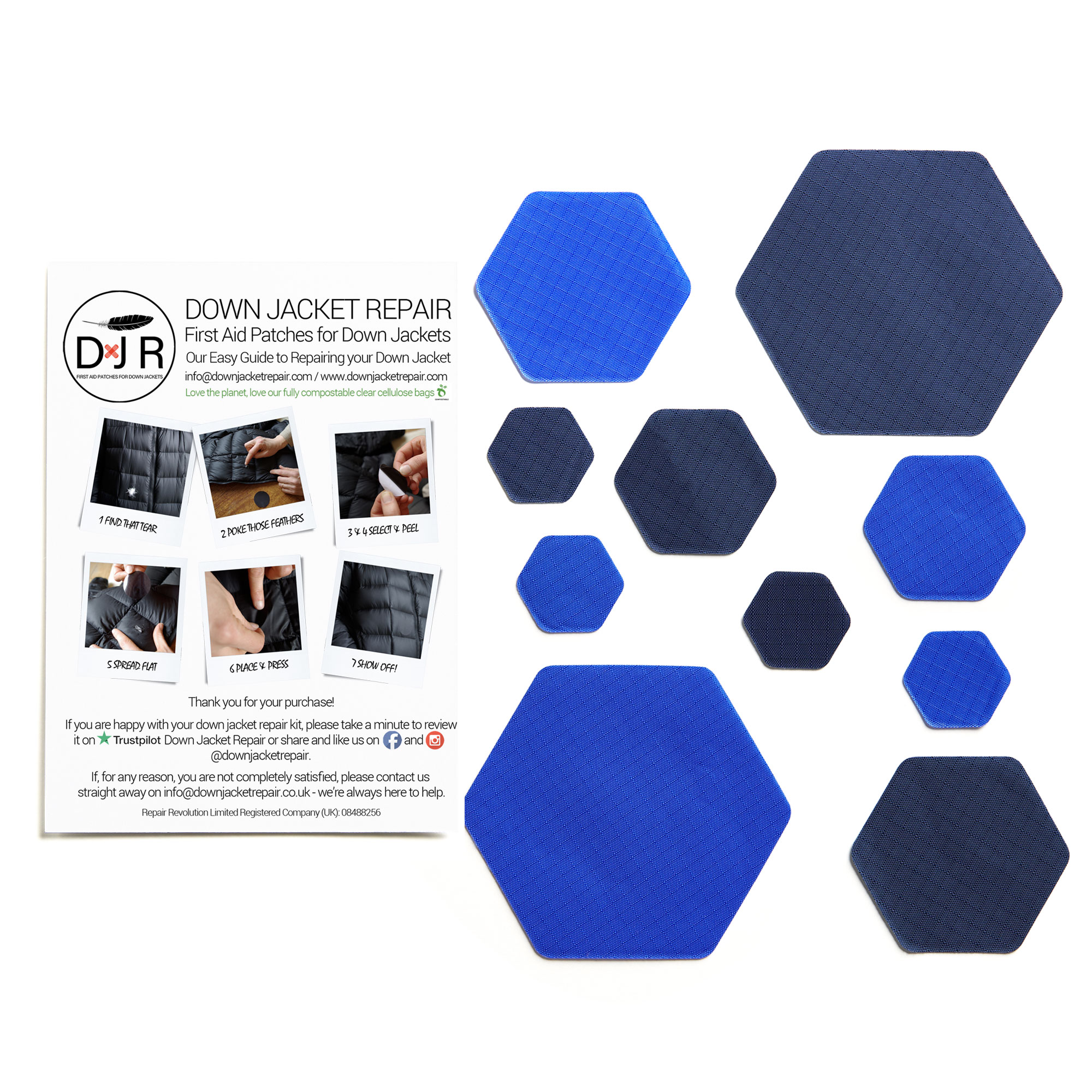 Down Jacket Repair Kit - Duo HEX - Dark Blue and Royal Blue - Image 2