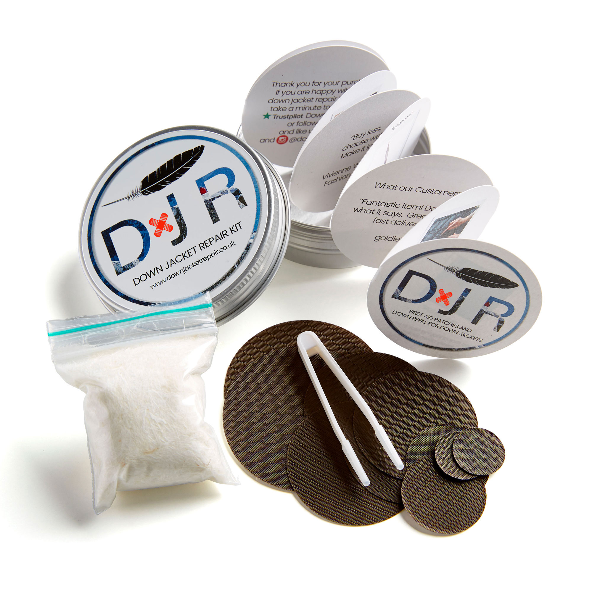 jacket repair patch kit and goose down refill kit dark brown