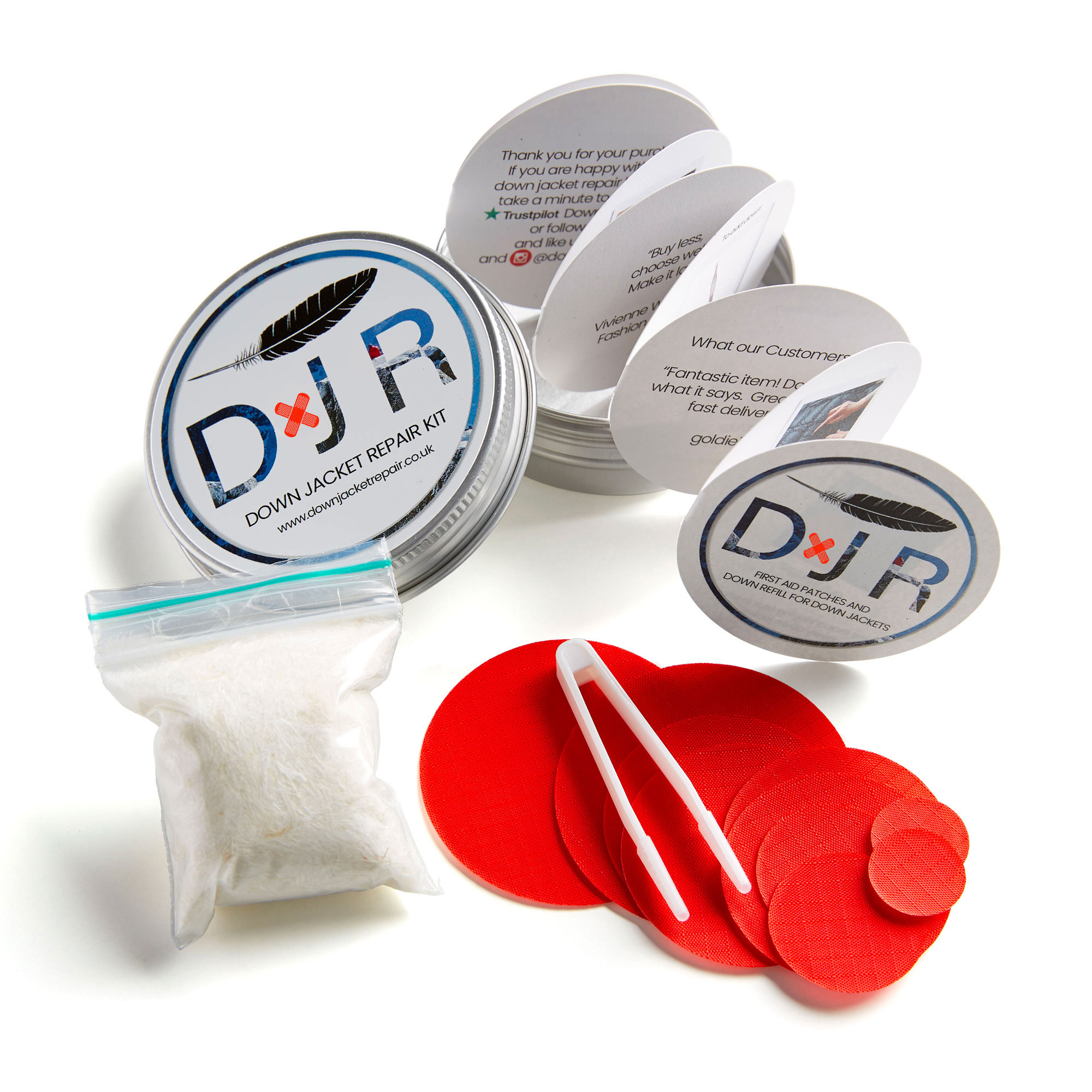 jacket repair patch kit and goose down refill kit red