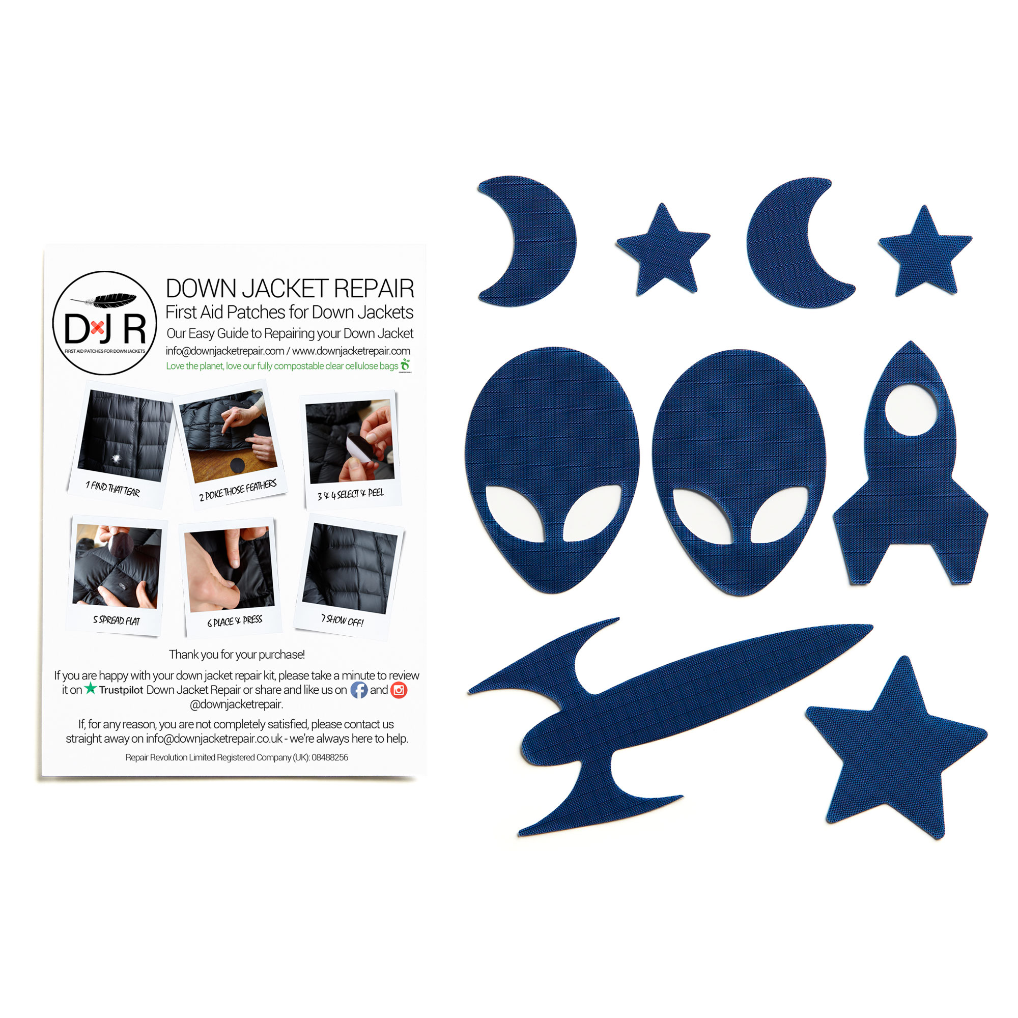 Down Jacket Repair Patches - Space - Dark Blue - Image 2