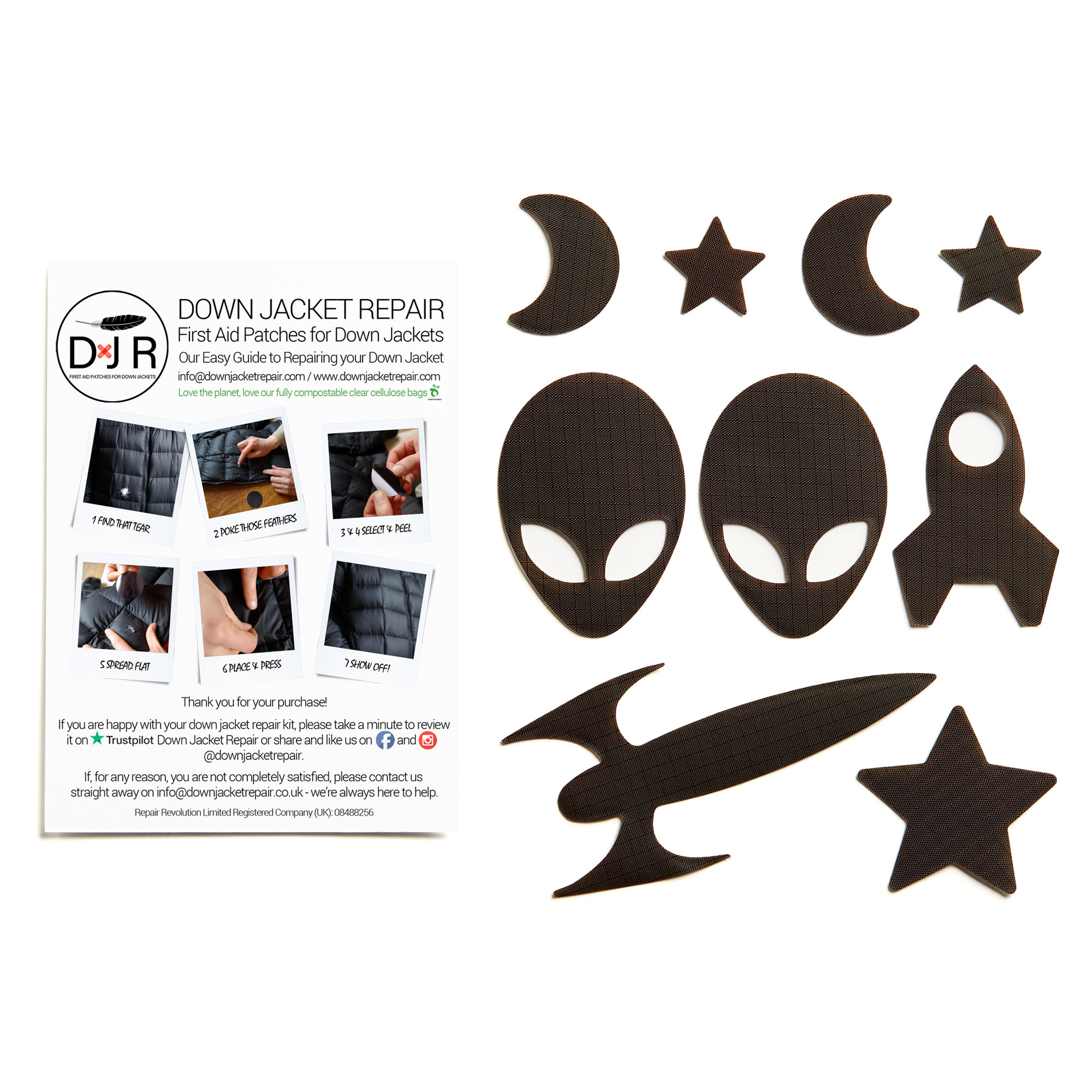 Down Jacket Repair Patches - Space - Dark Brown - Image 2
