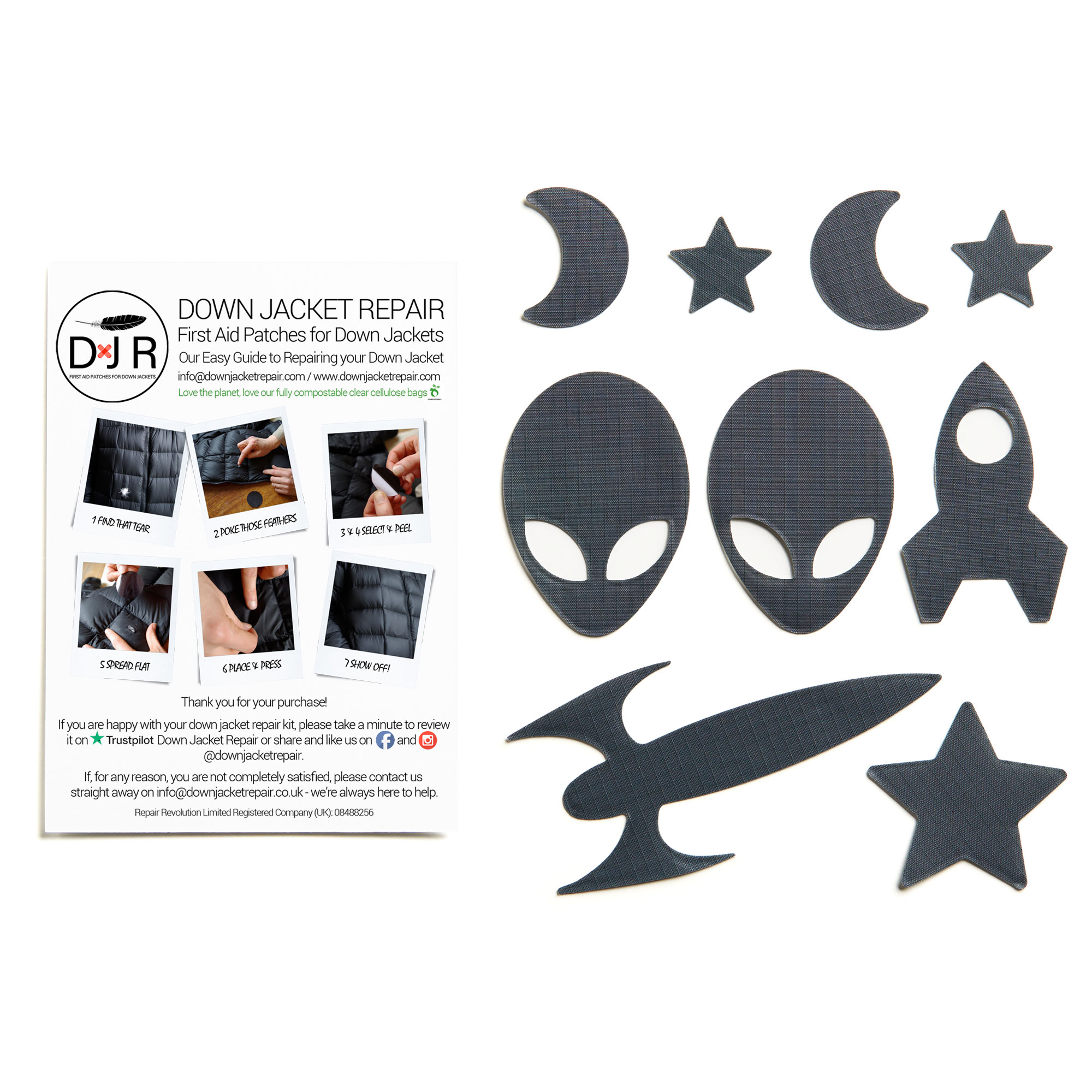 Down Jacket Repair Patches - Space - Dark Gray - Image 2