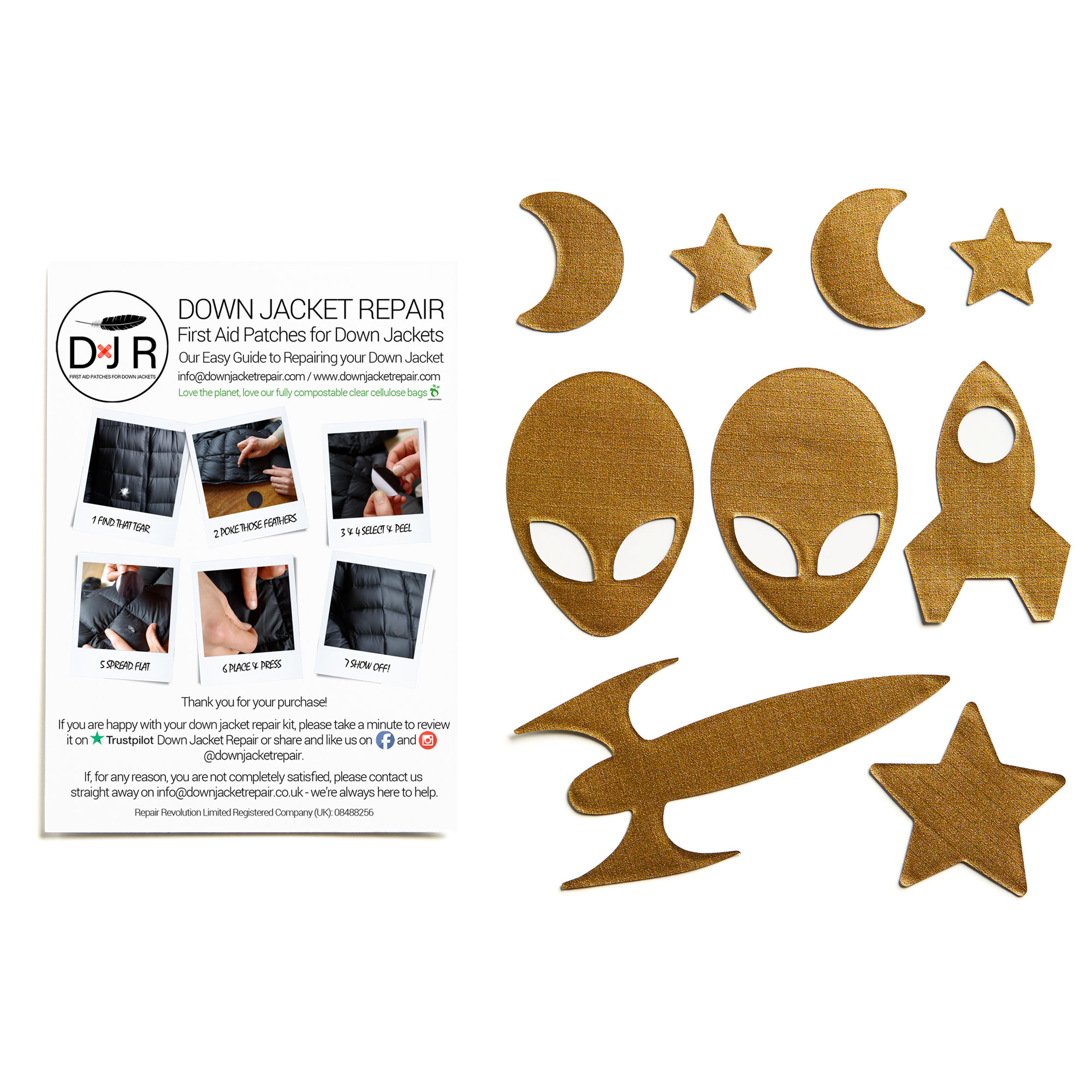Down Jacket Repair Patches - Space - Gold - Image 2