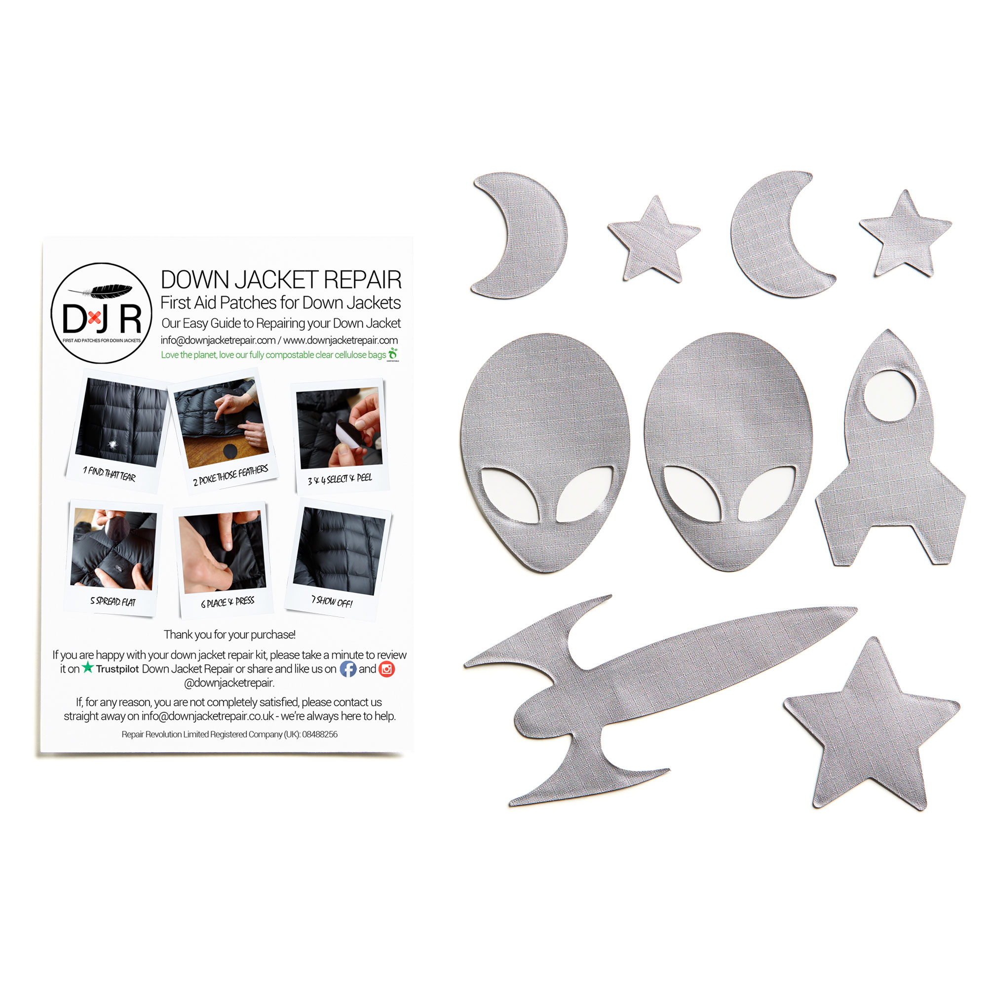 Down Jacket Repair Patches - Space - Silver - Image 2
