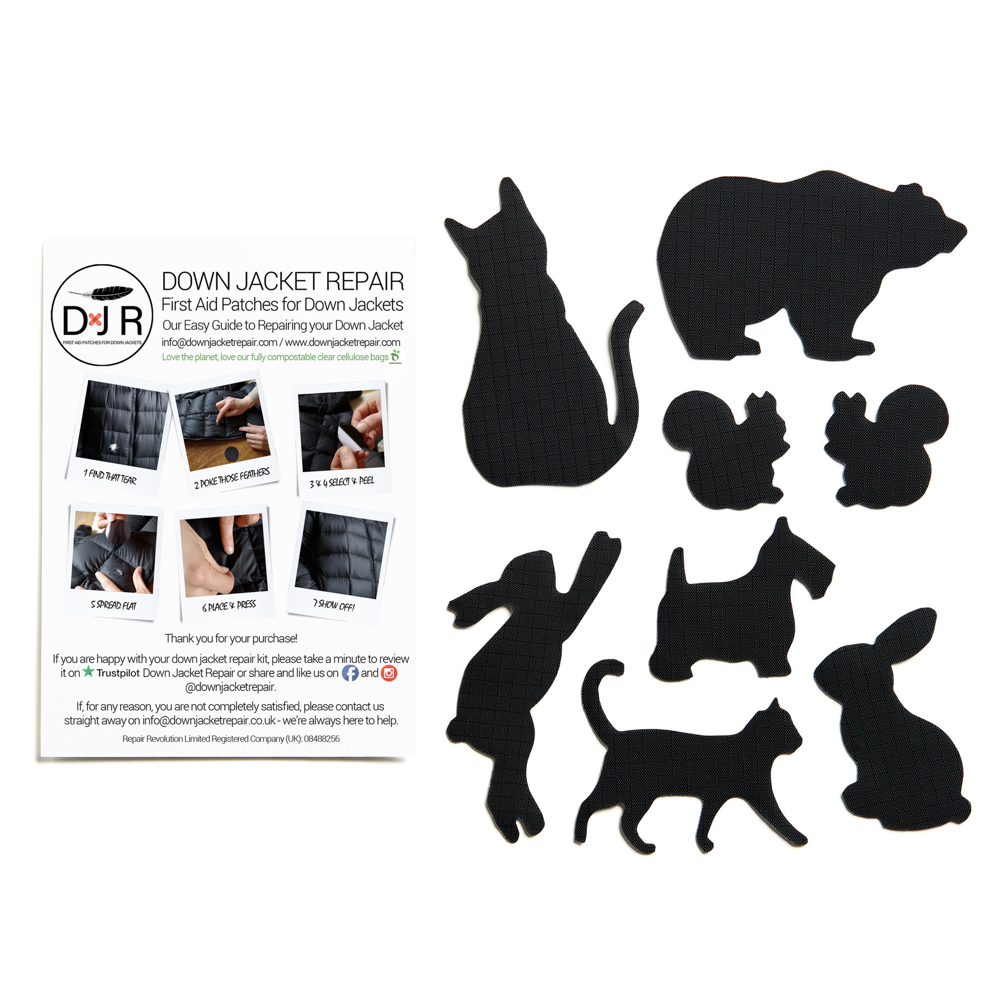 Down Jacket Repair Kit - Animals - Black - Image 2