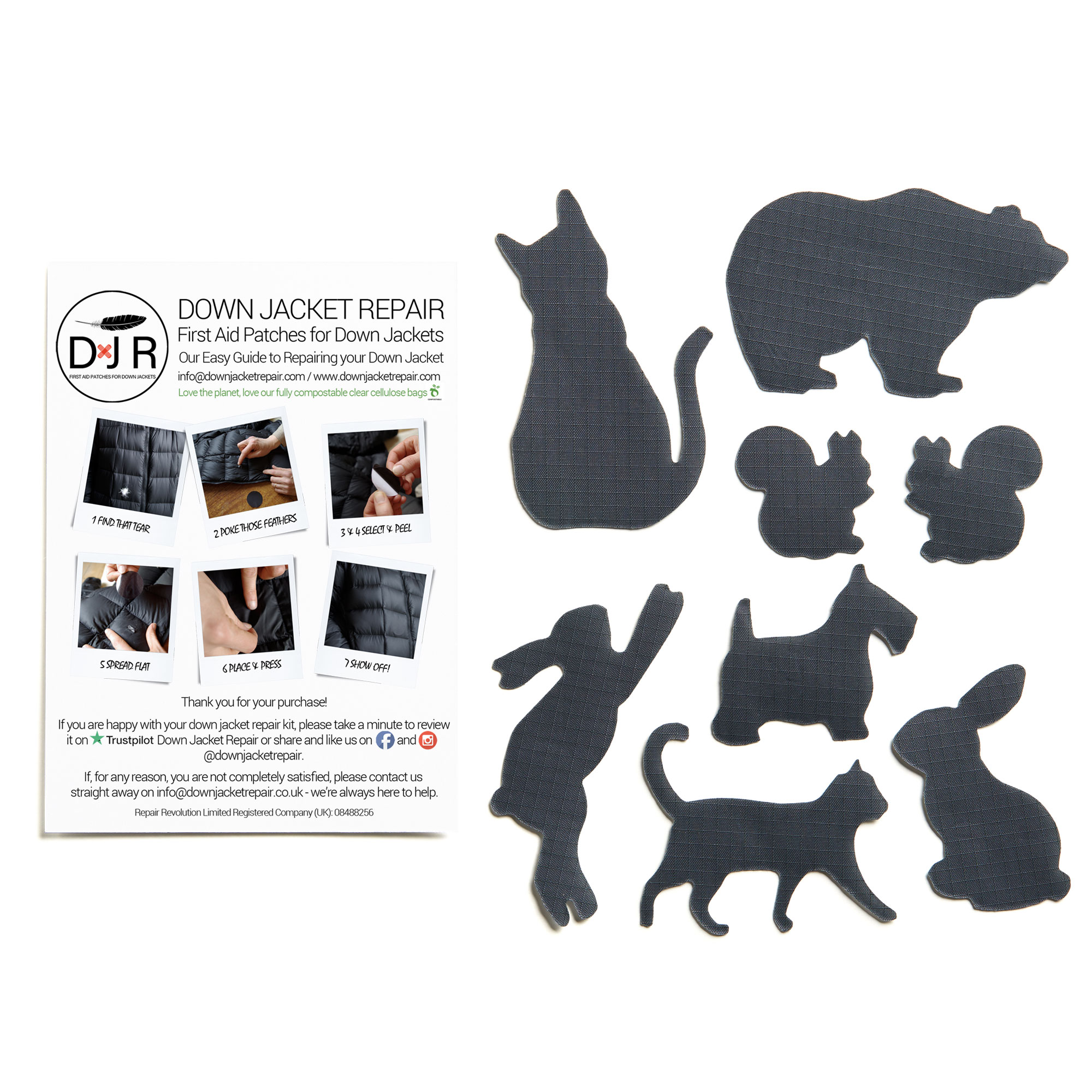 Down Jacket Repair Kit - Animals - Dark Gray - Image 2