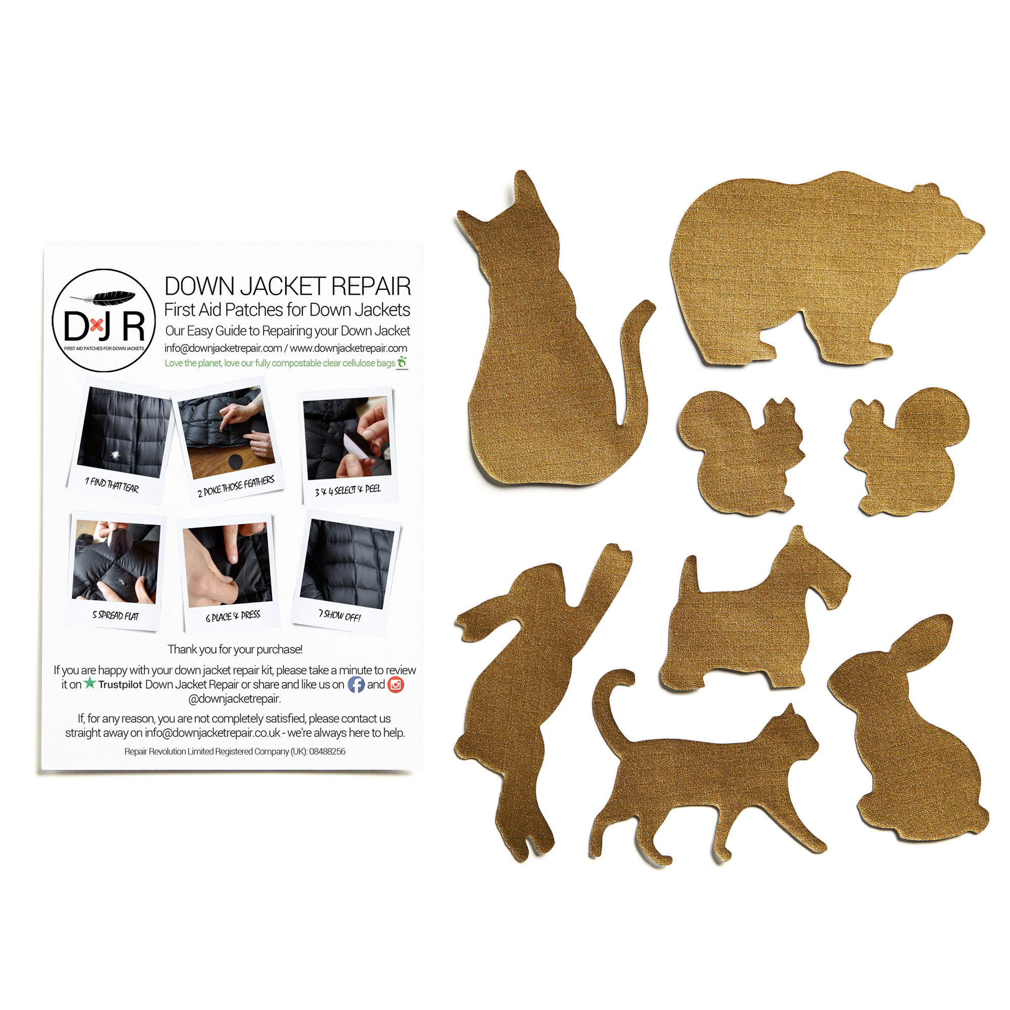 Down Jacket Repair Kit - Animals - Gold - Image 2