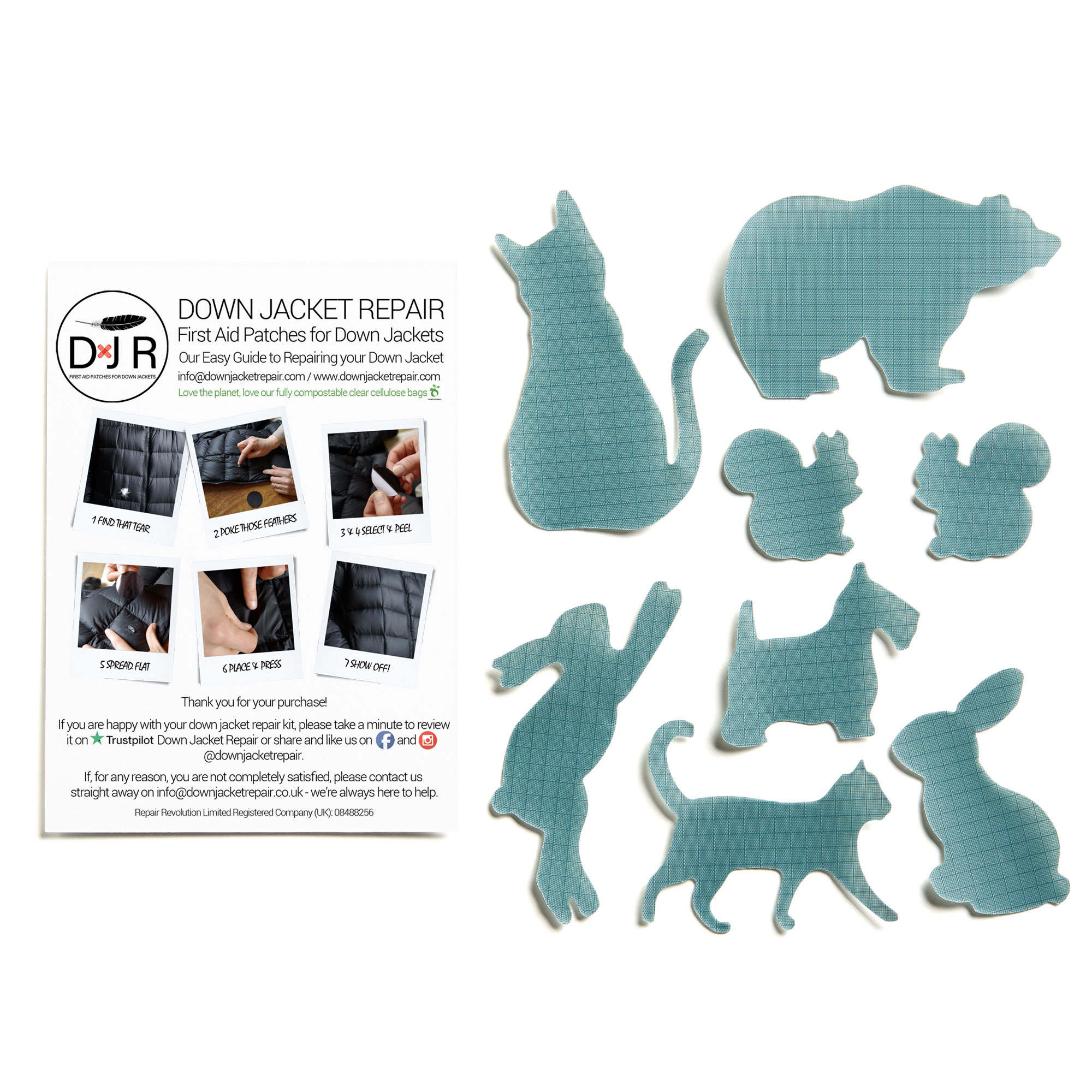 Down Jacket Repair Kit - Animals - Light Gray - Image 2