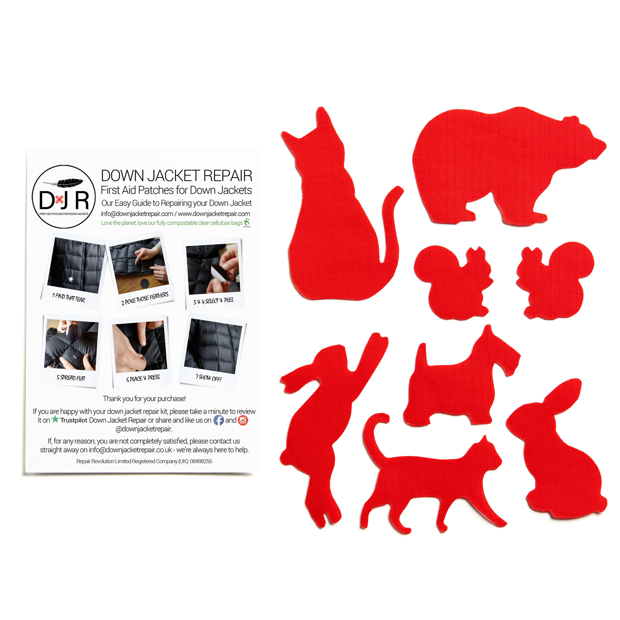 Down Jacket Repair Kit - Animals - Red - Image 2