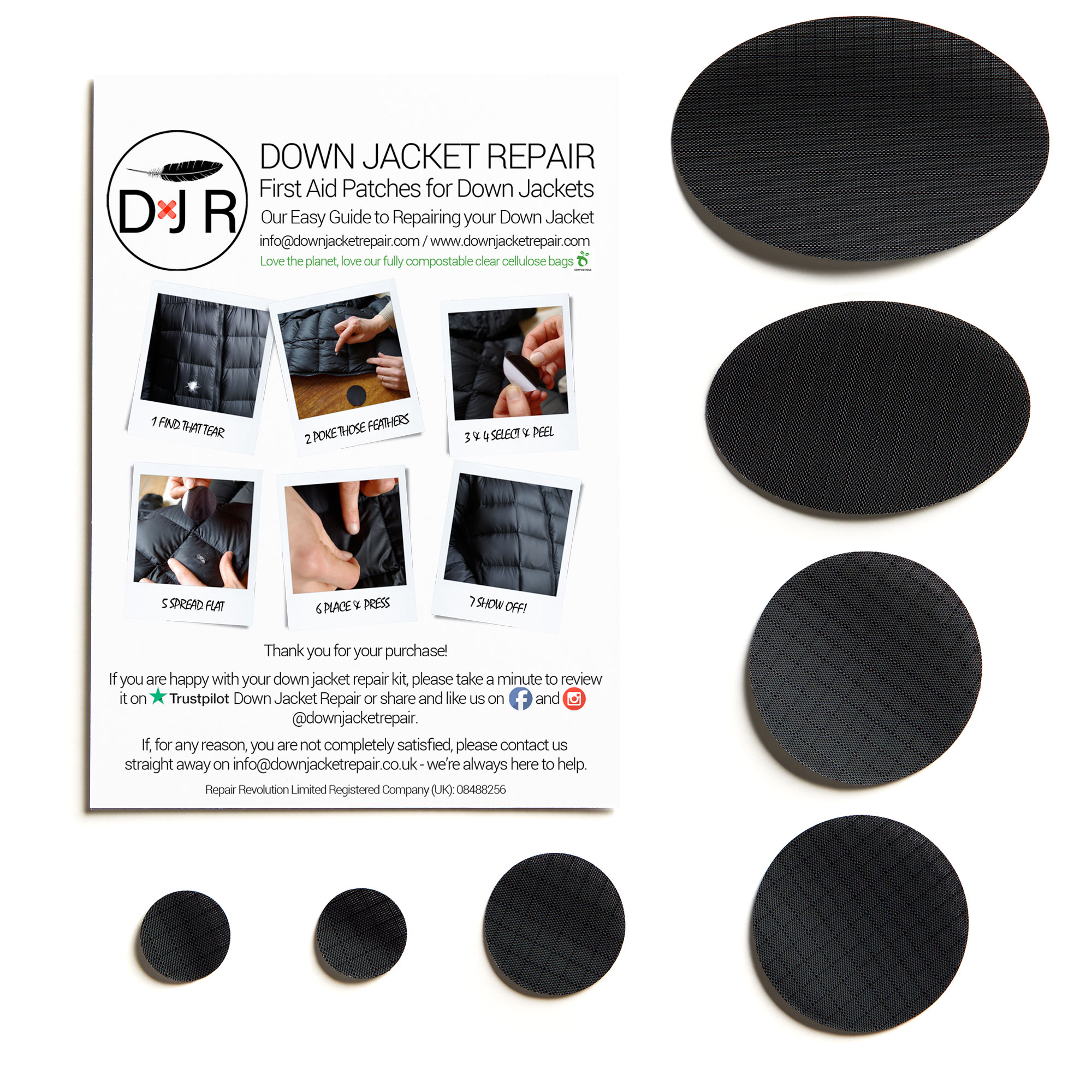 Down Jacket Repair Patch - Black - Image 2