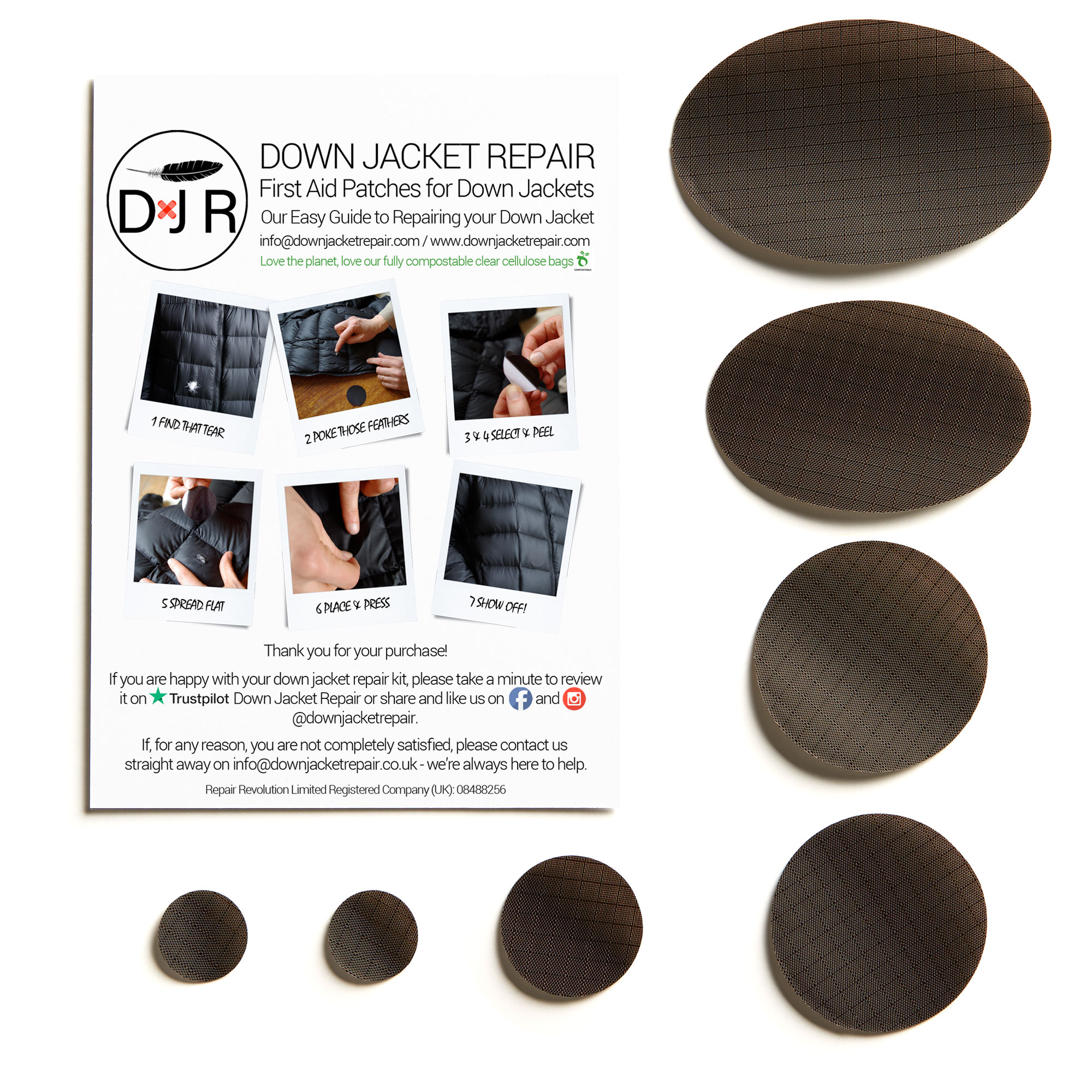 Down Jacket Repair Patch - Dark Brown - Image 2