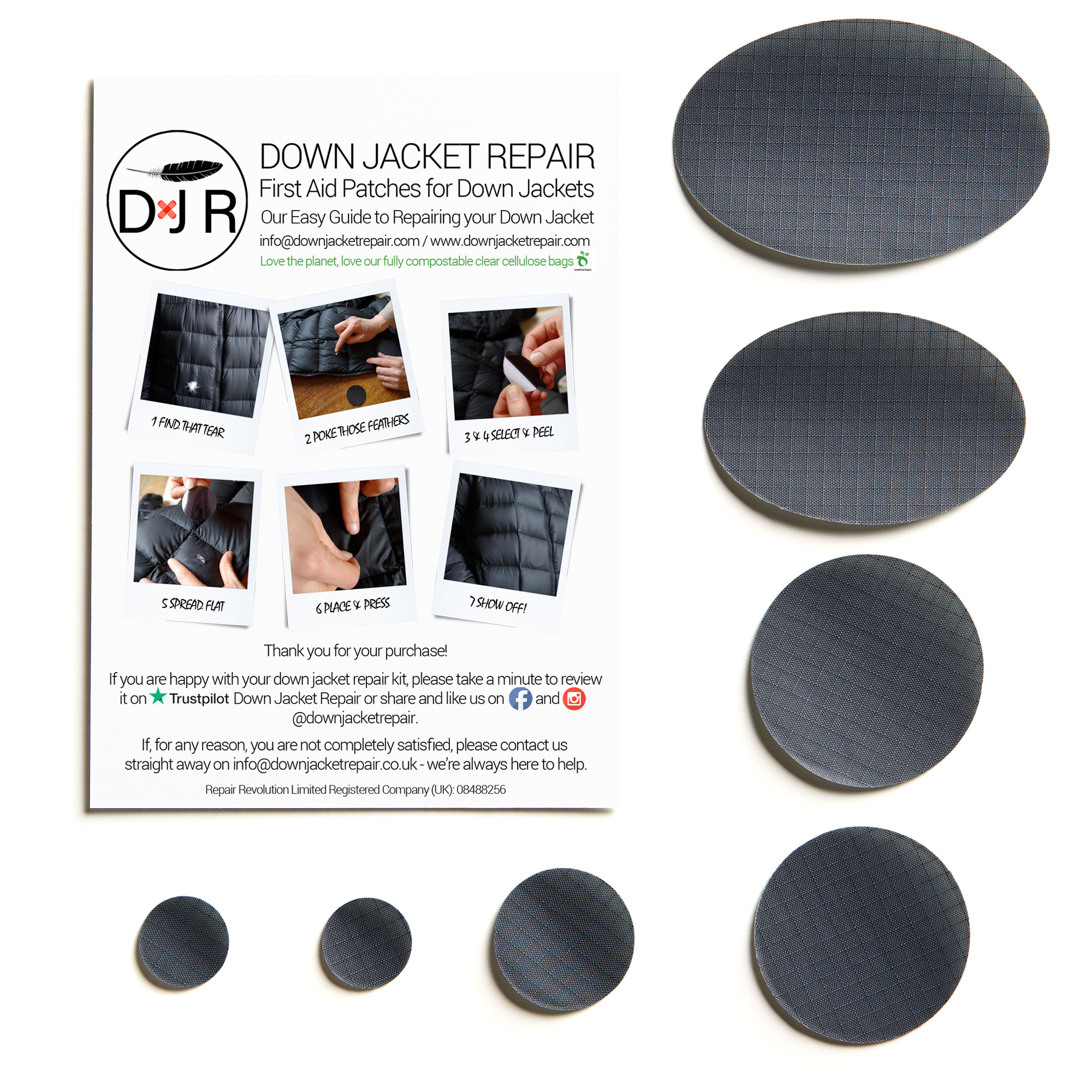 Down Jacket Repair Patch - Dark Gray - Image 2