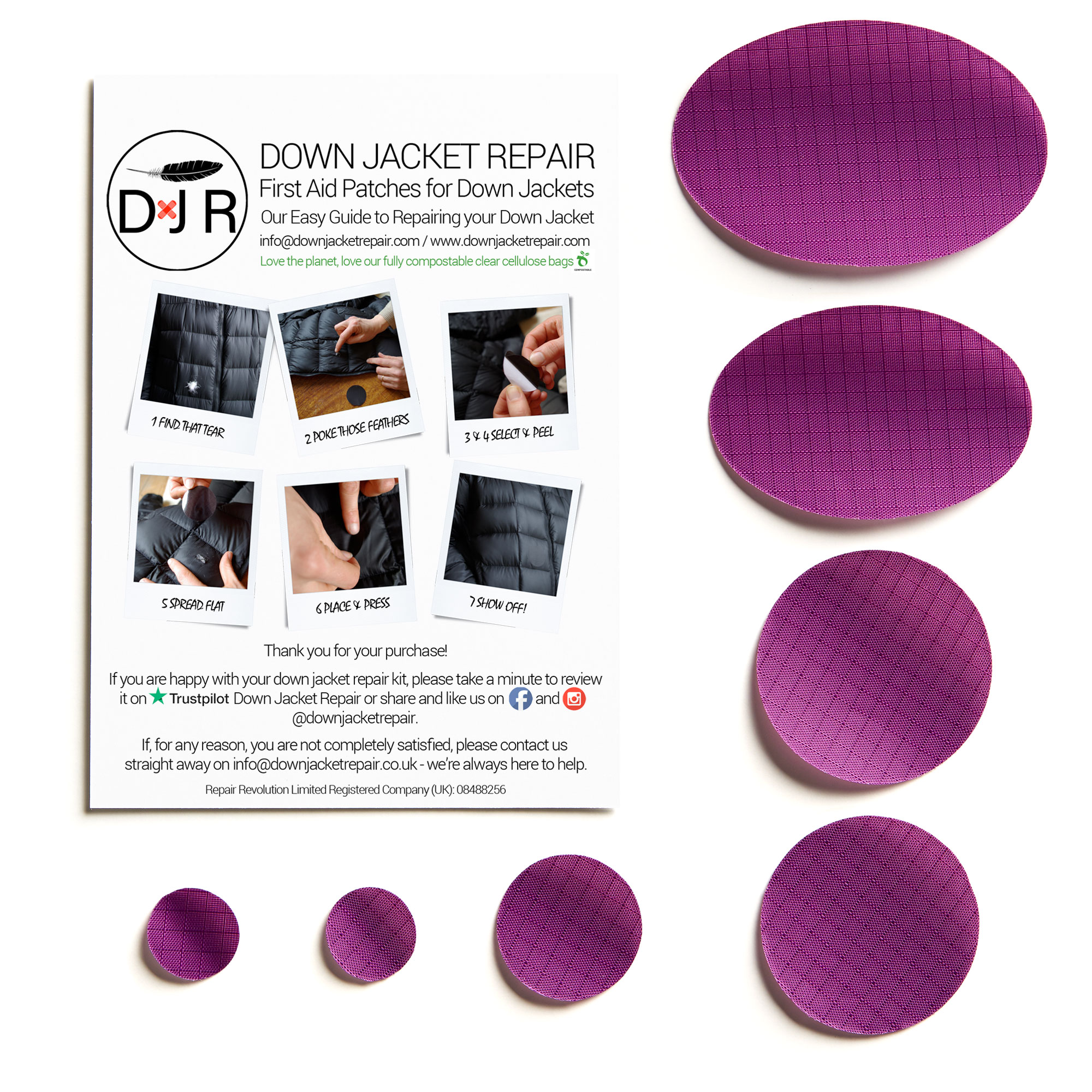 Down Jacket Repair Patch - Dark Purple - Image 2