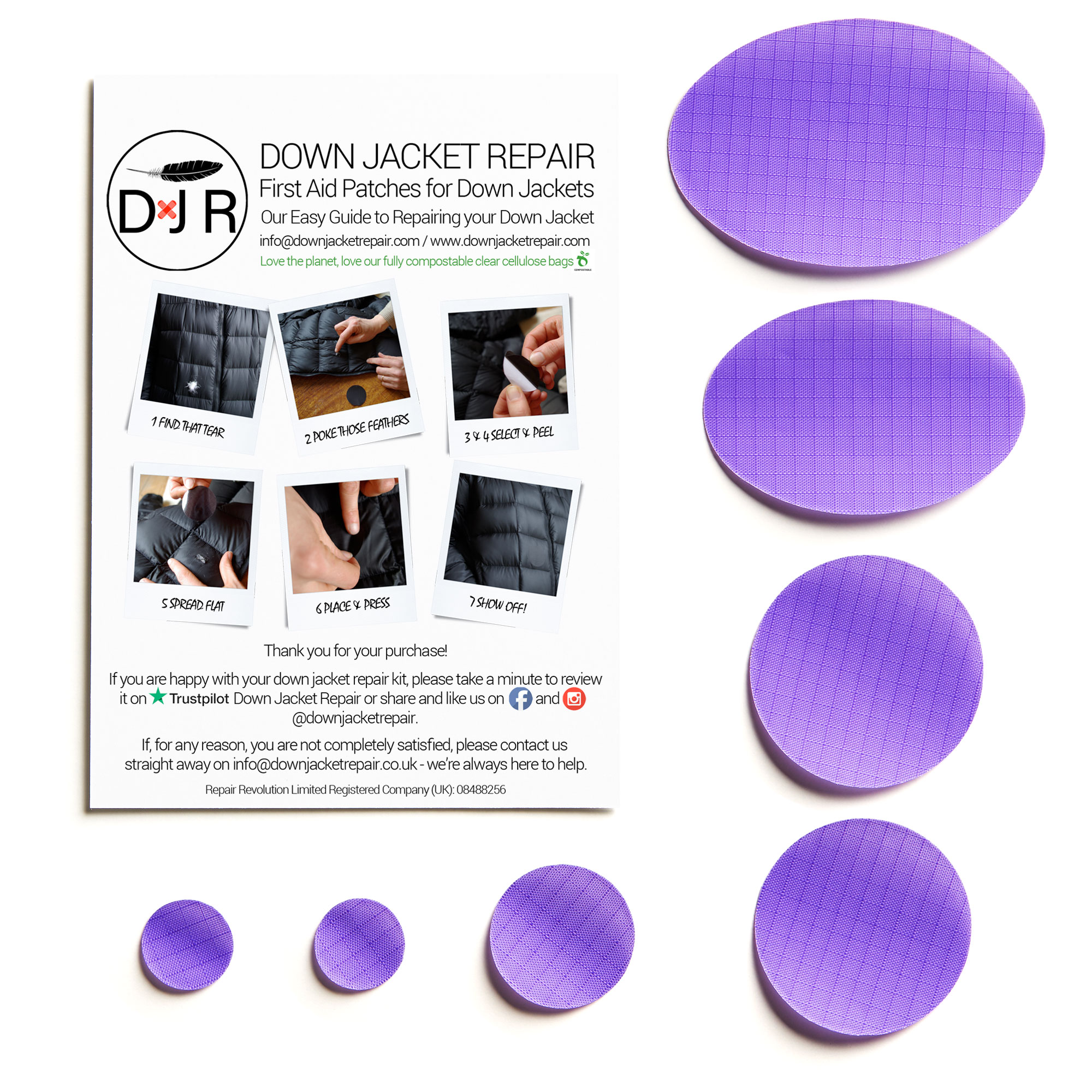 Down Jacket Repair Patch - Lilac - Image 2