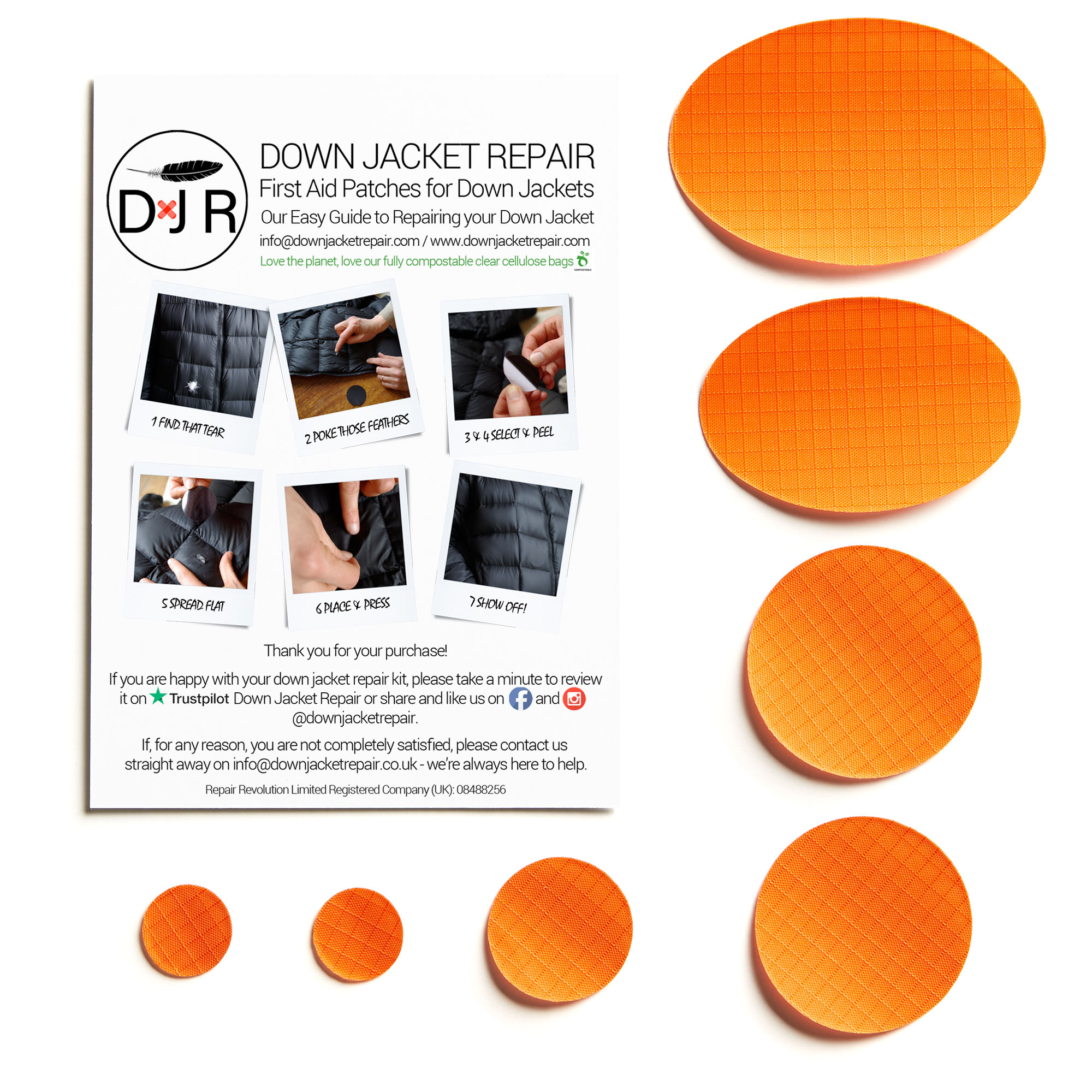 Down Jacket Repair Patch - Orange - Image 2