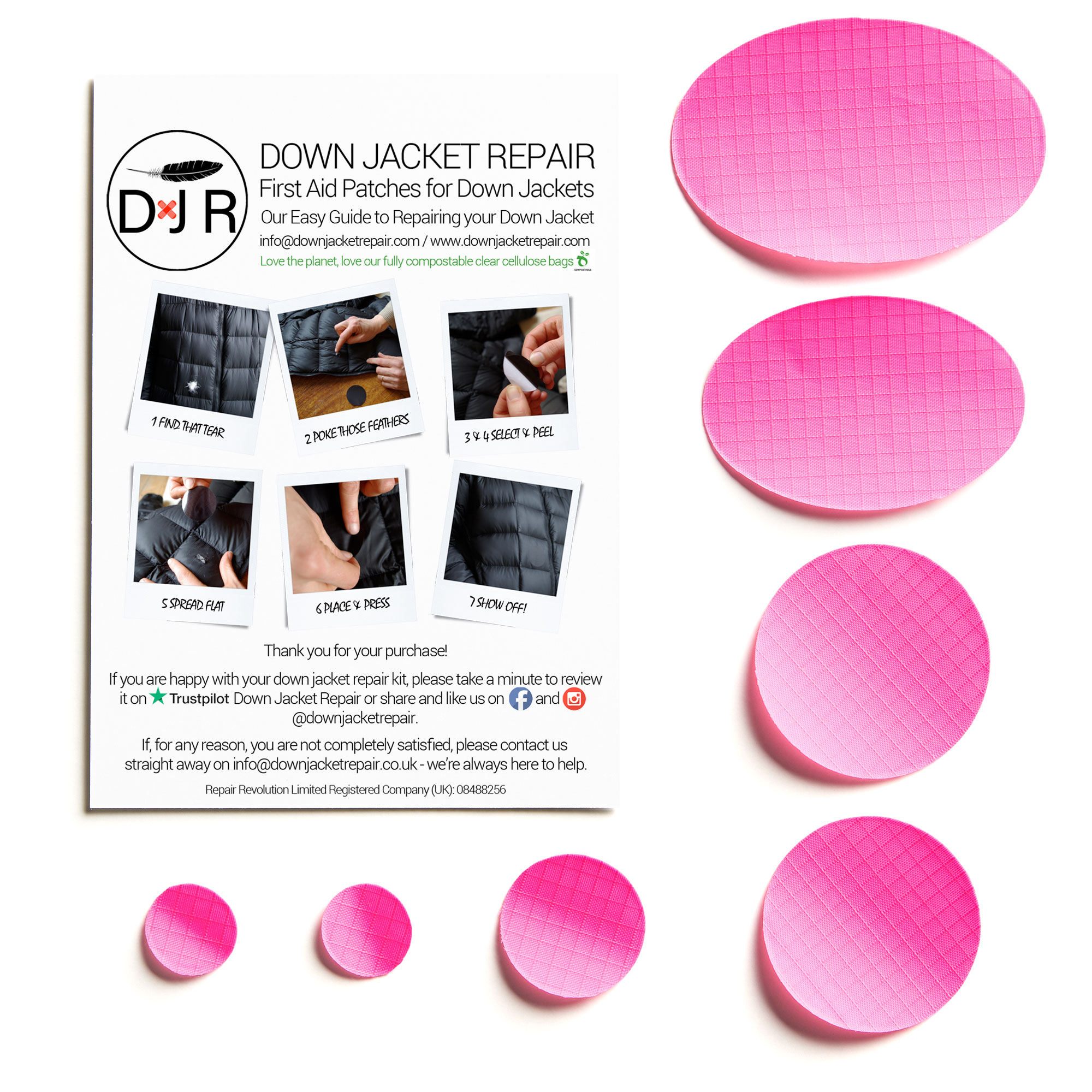 Down Jacket Repair Patch - Pink - Image 2