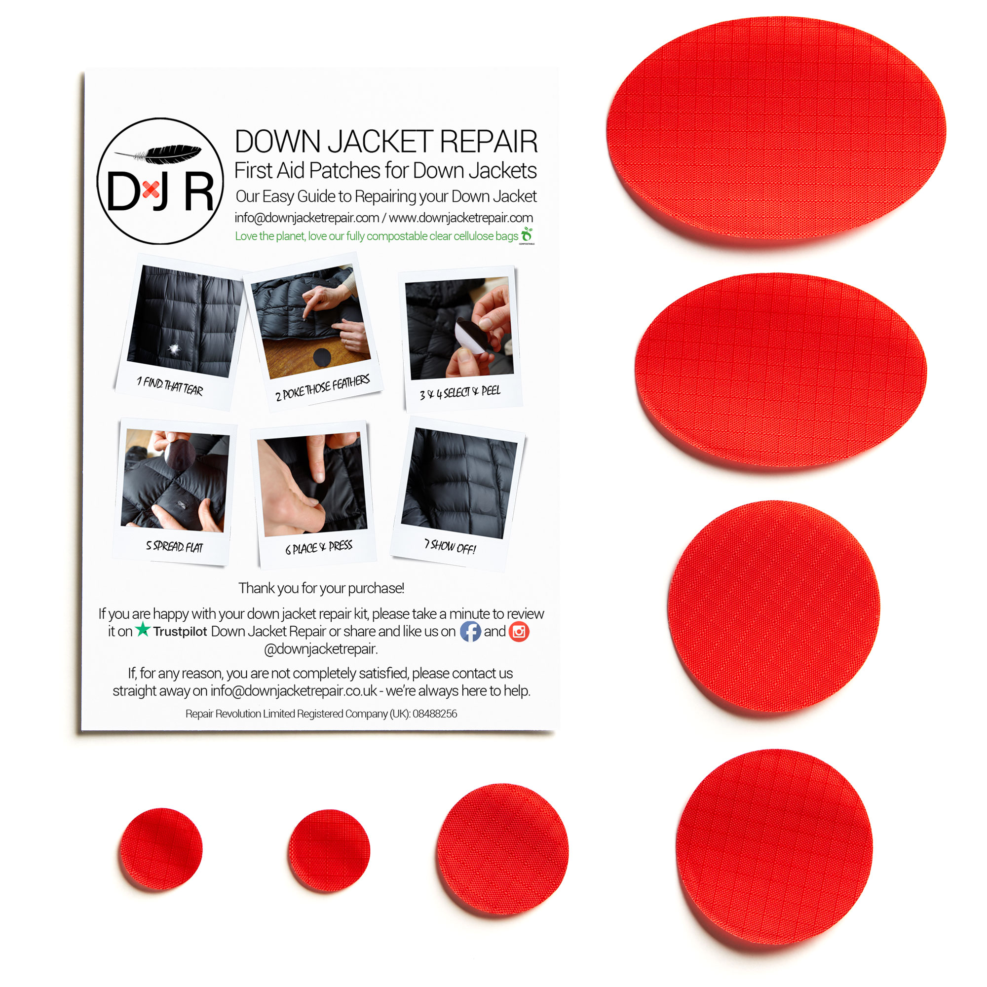 Down Jacket Repair Patch - Red - Image 2