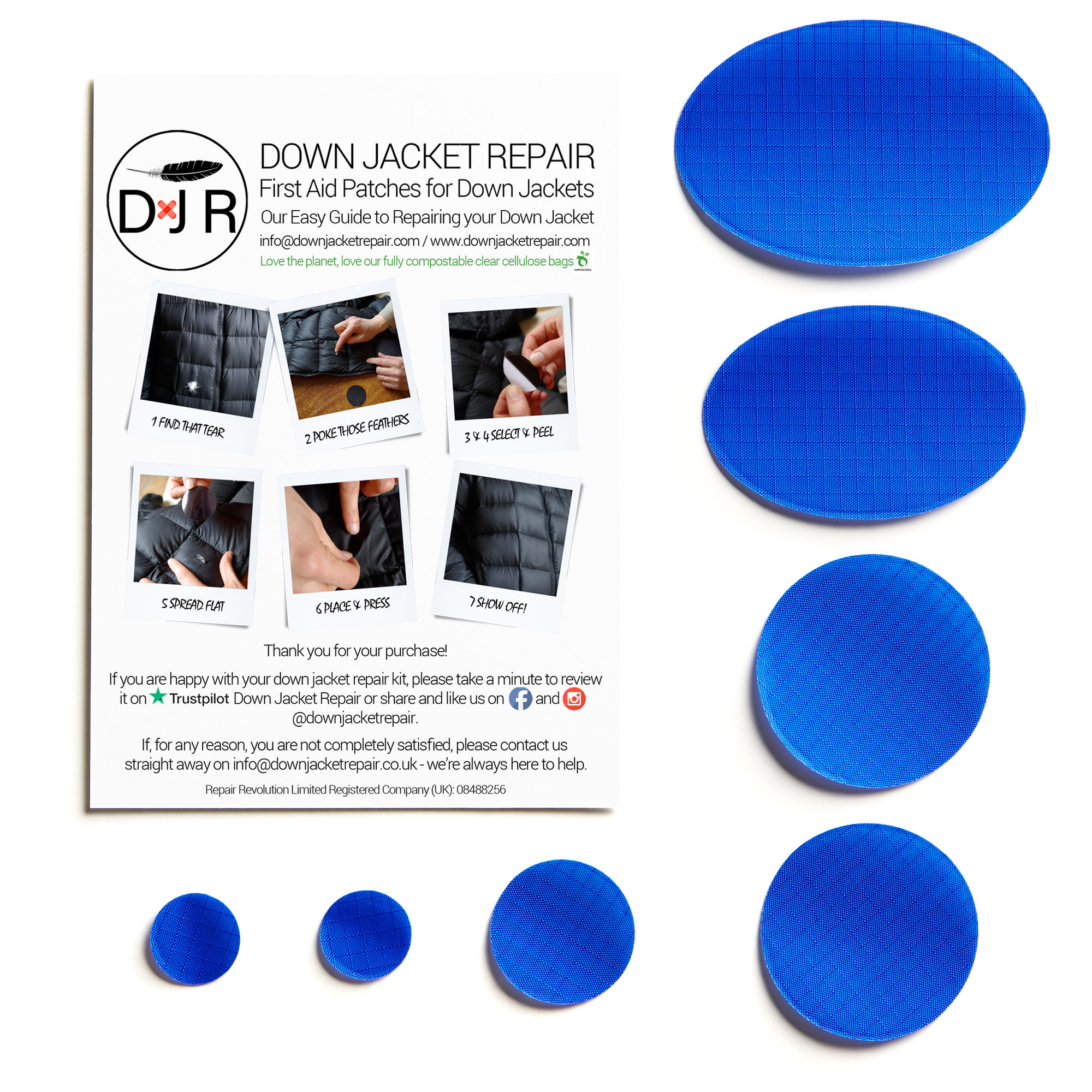 Down Jacket Repair Patch - Royal Blue - Image 2