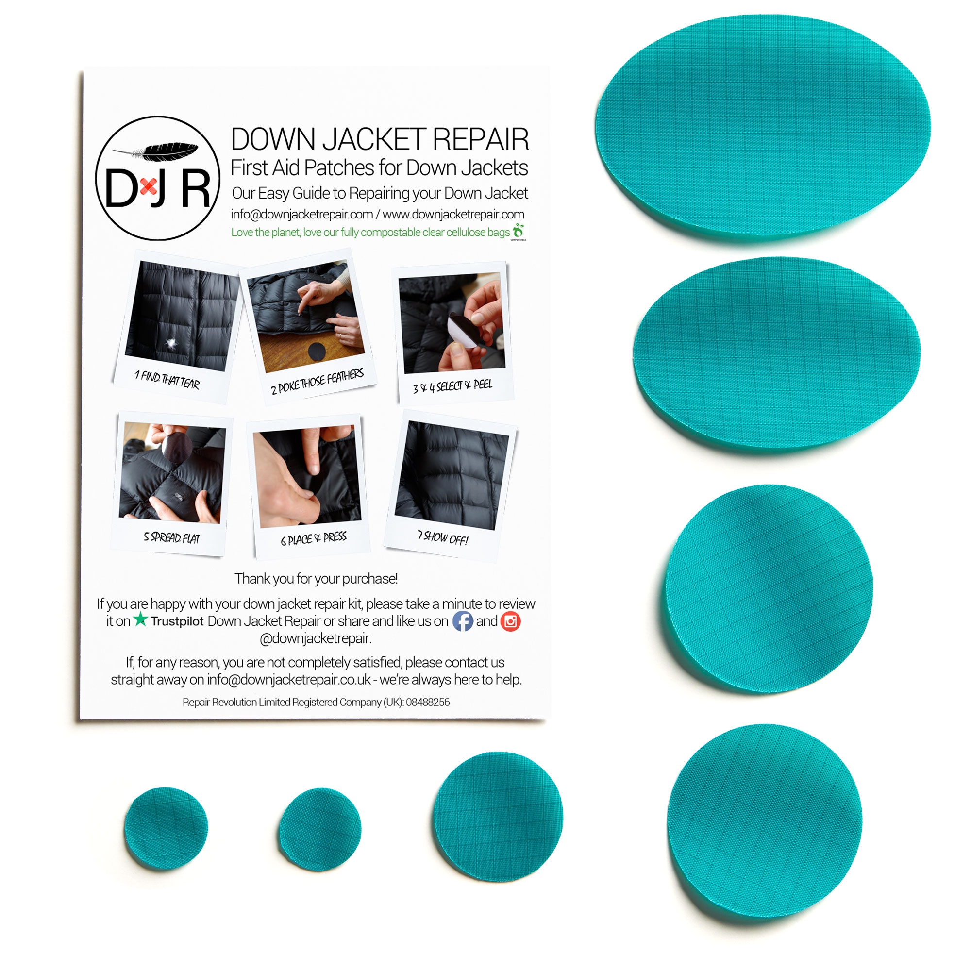 Down Jacket Repair Patch - Sea Green - Image 2