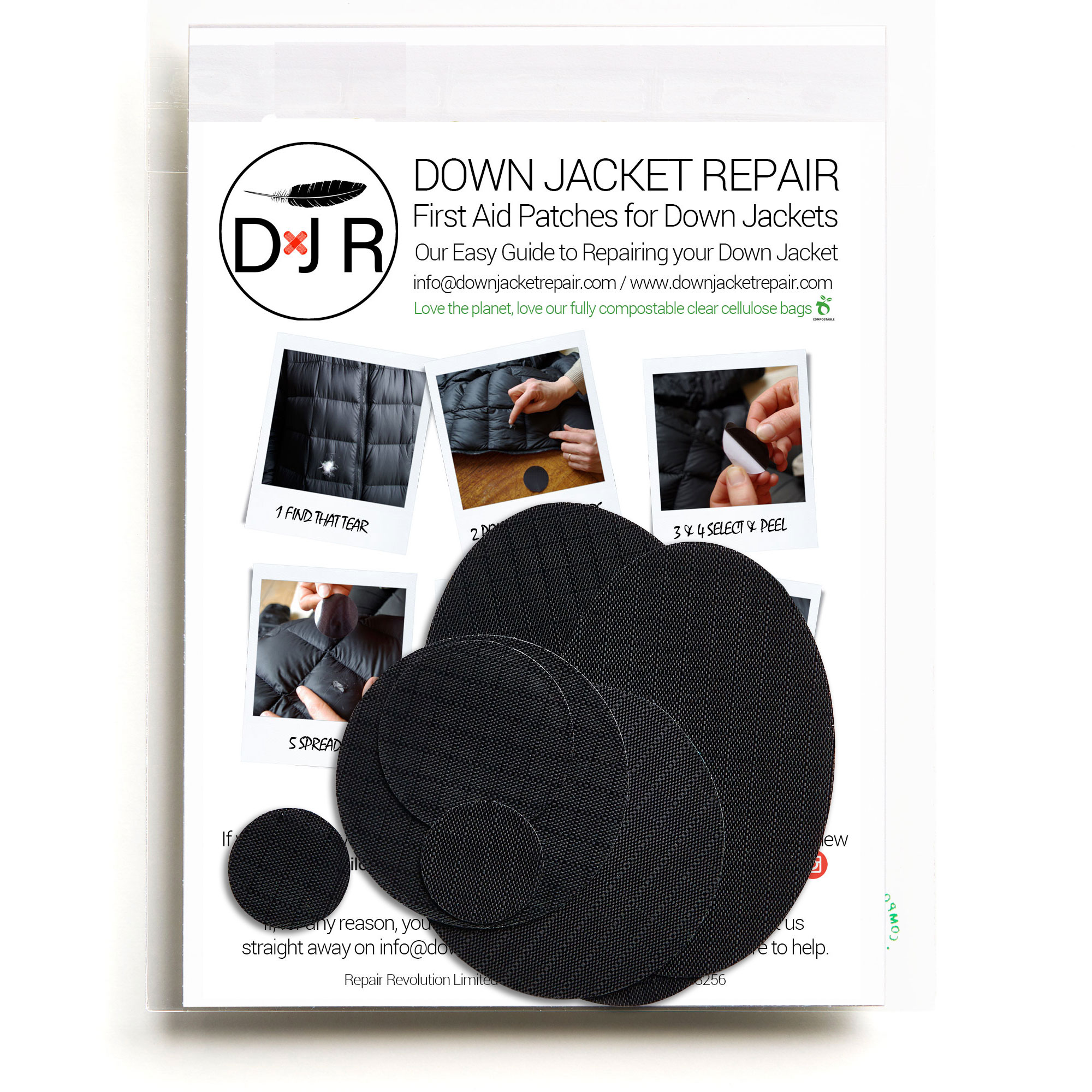 down jacket repair patch black