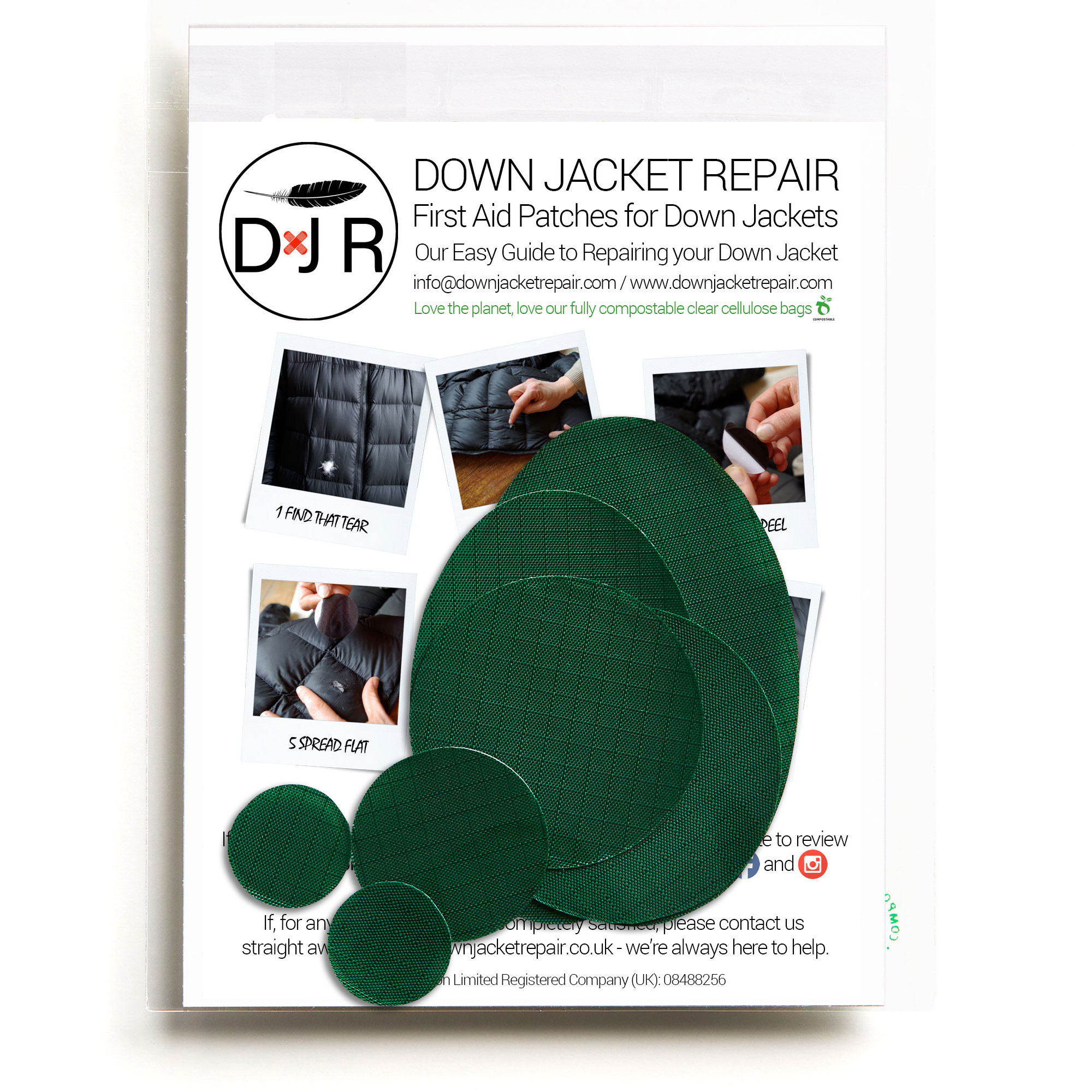 down jacket repair patch bottle green