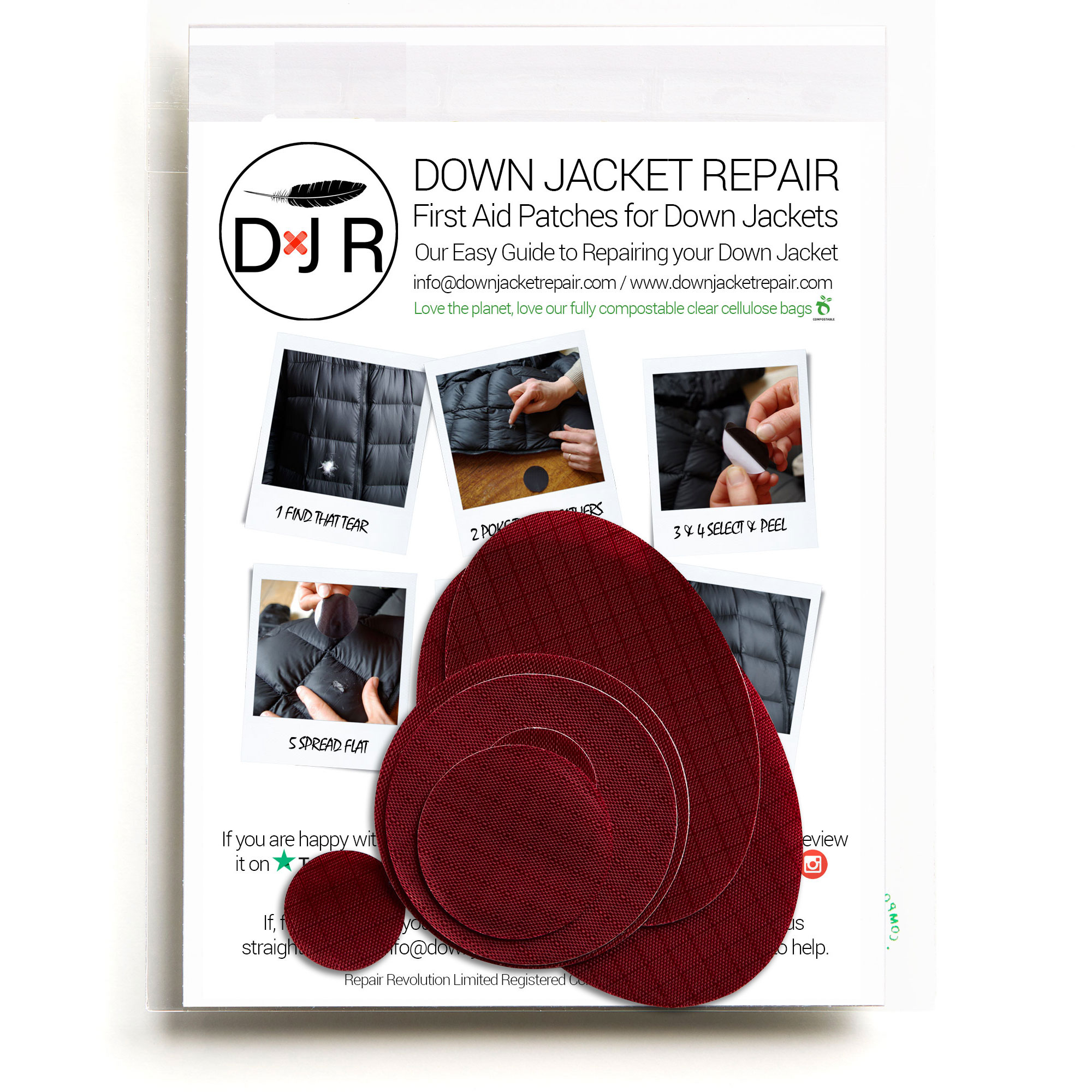 down jacket repair patch burgundy