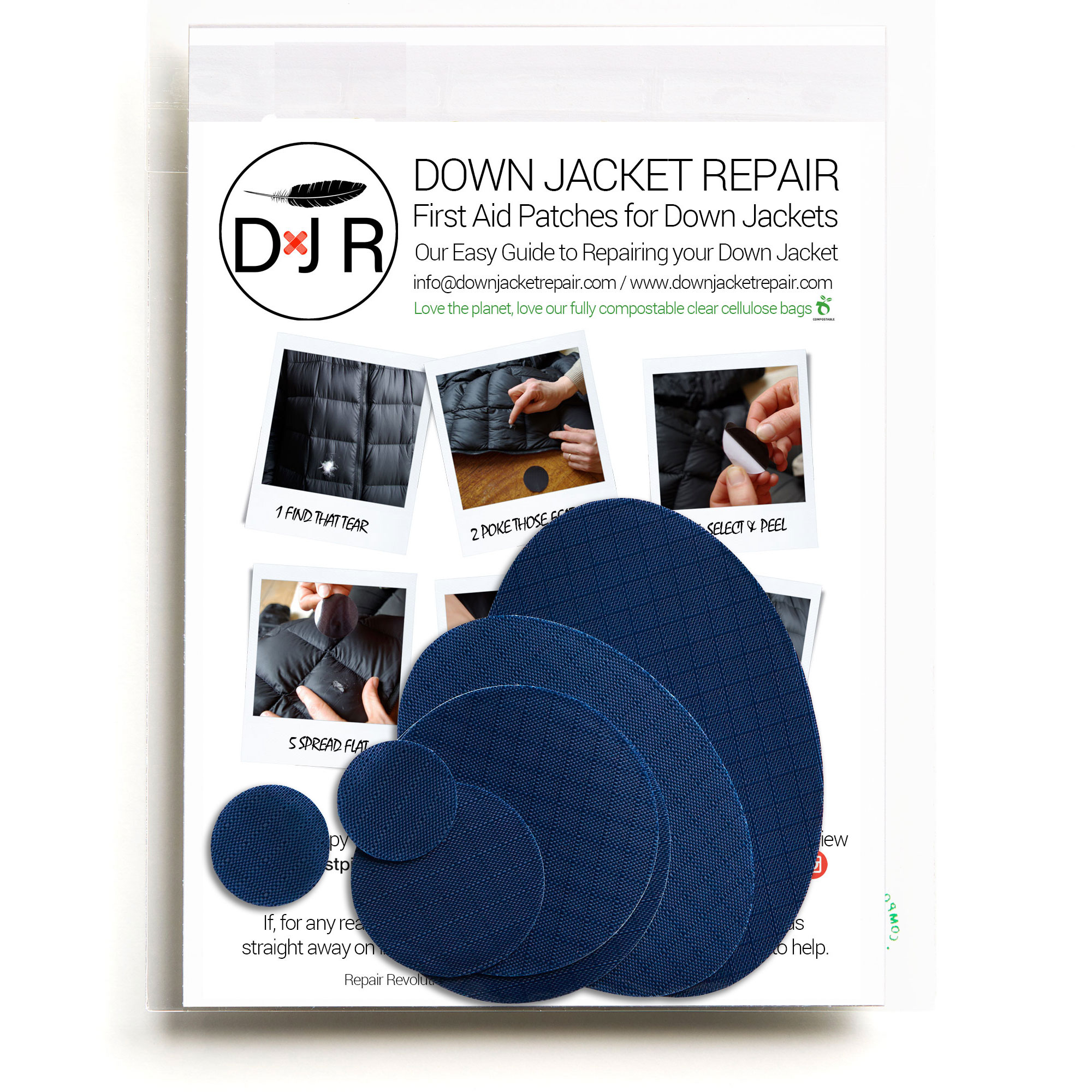 down jacket repair patch dark blue