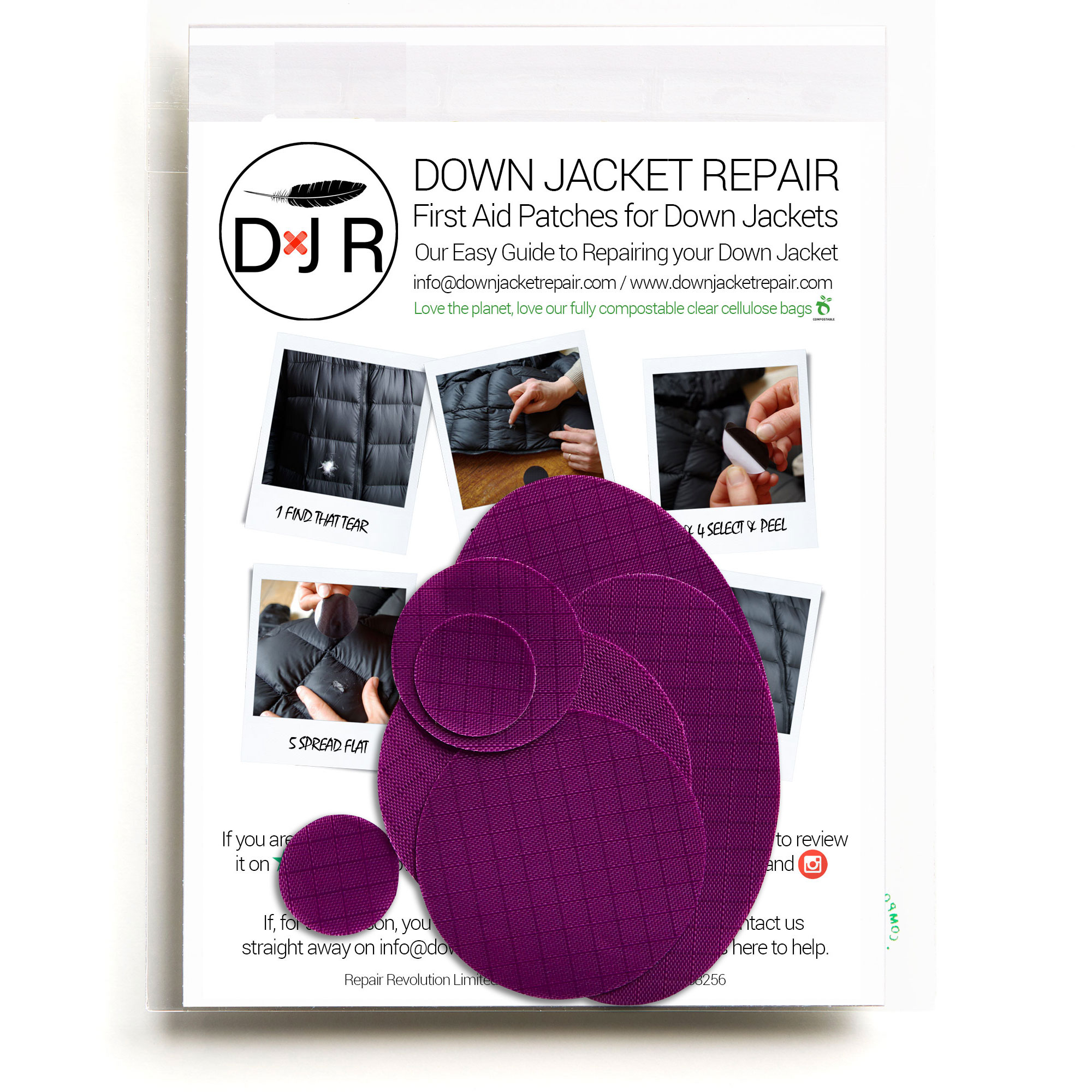 down jacket repair patch dark purple
