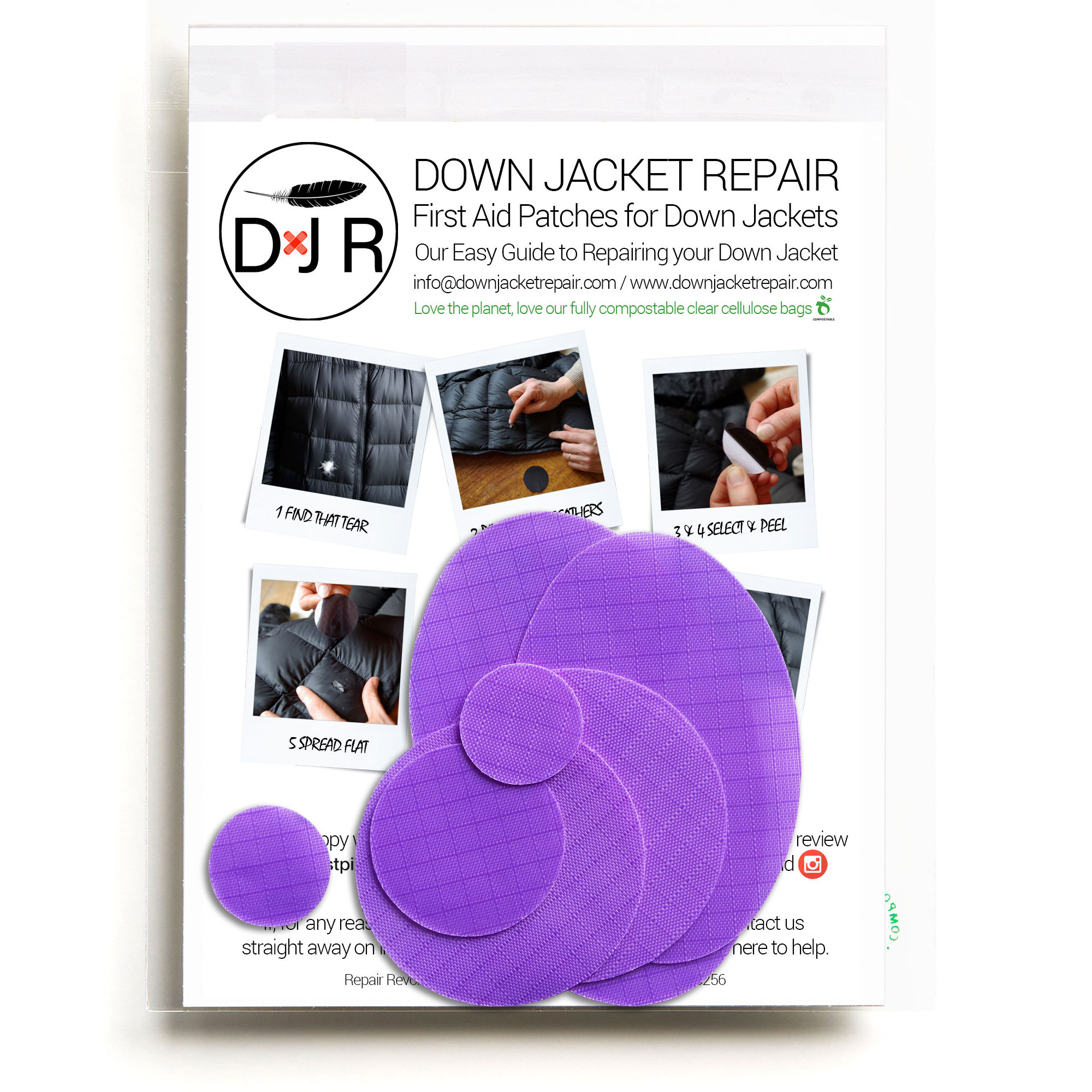 down jacket repair patch lilac