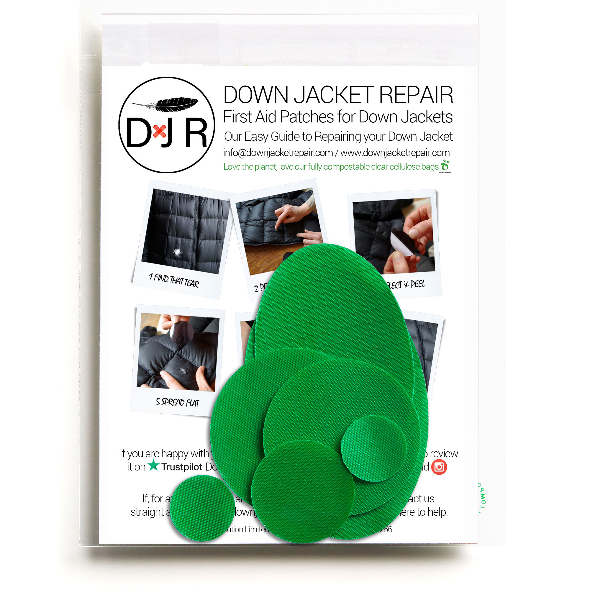 down jacket repair patch mid green