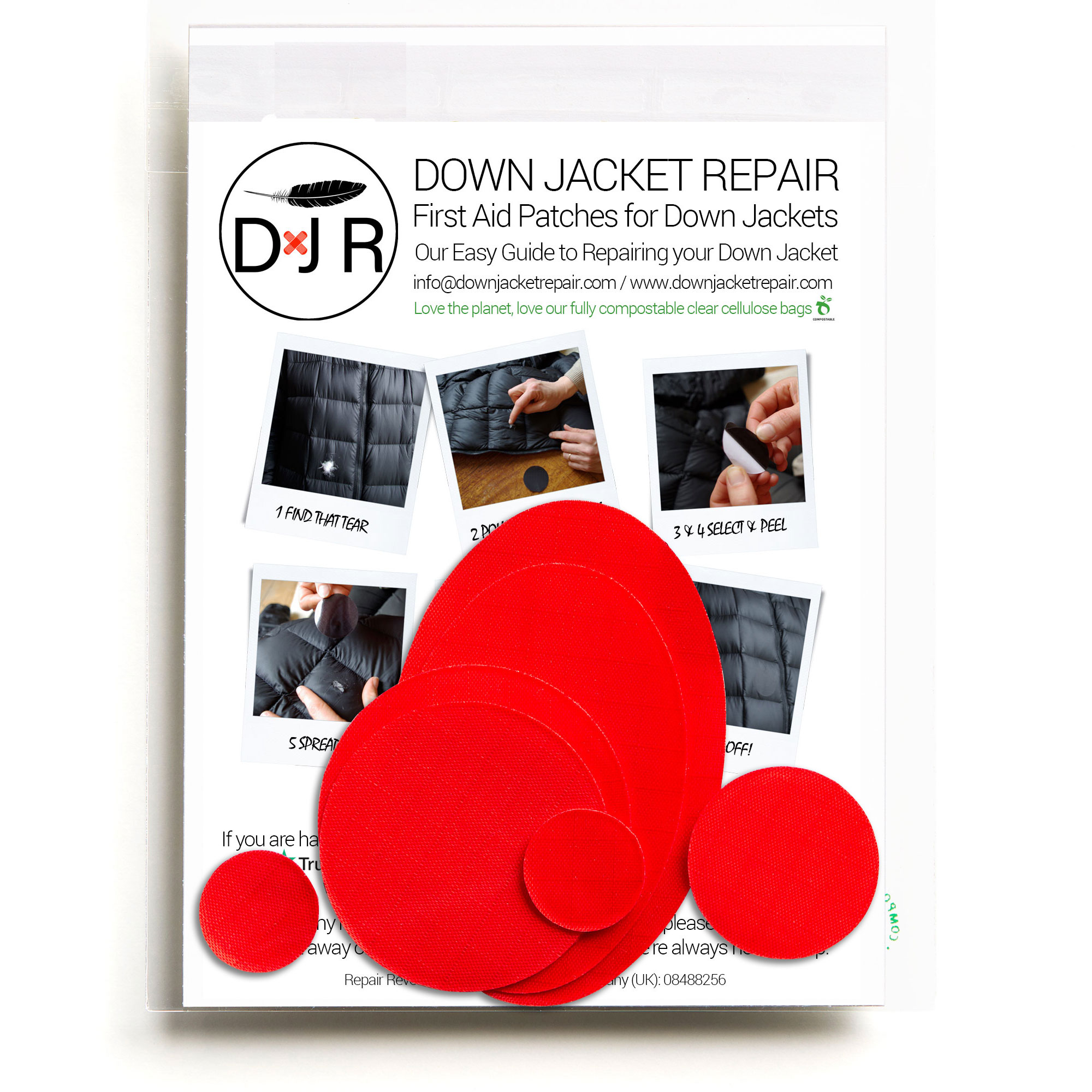down jacket repair patch red