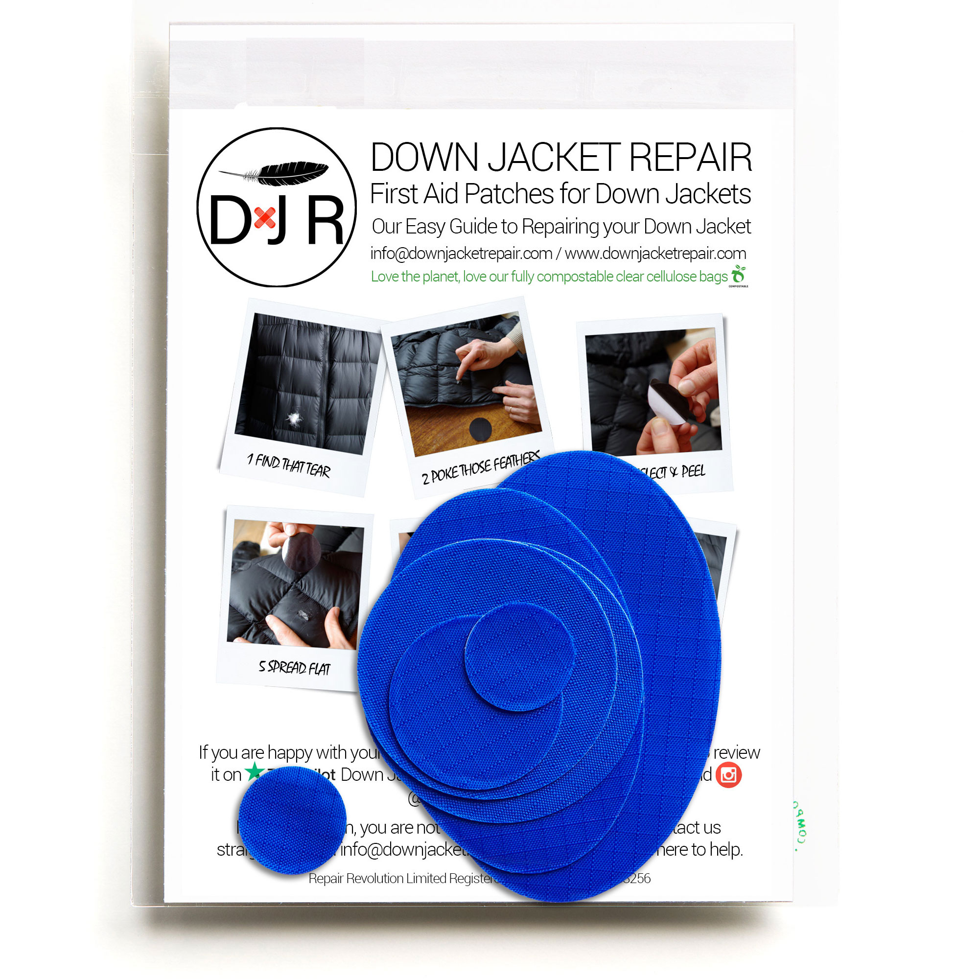 down jacket repair patch royal blue