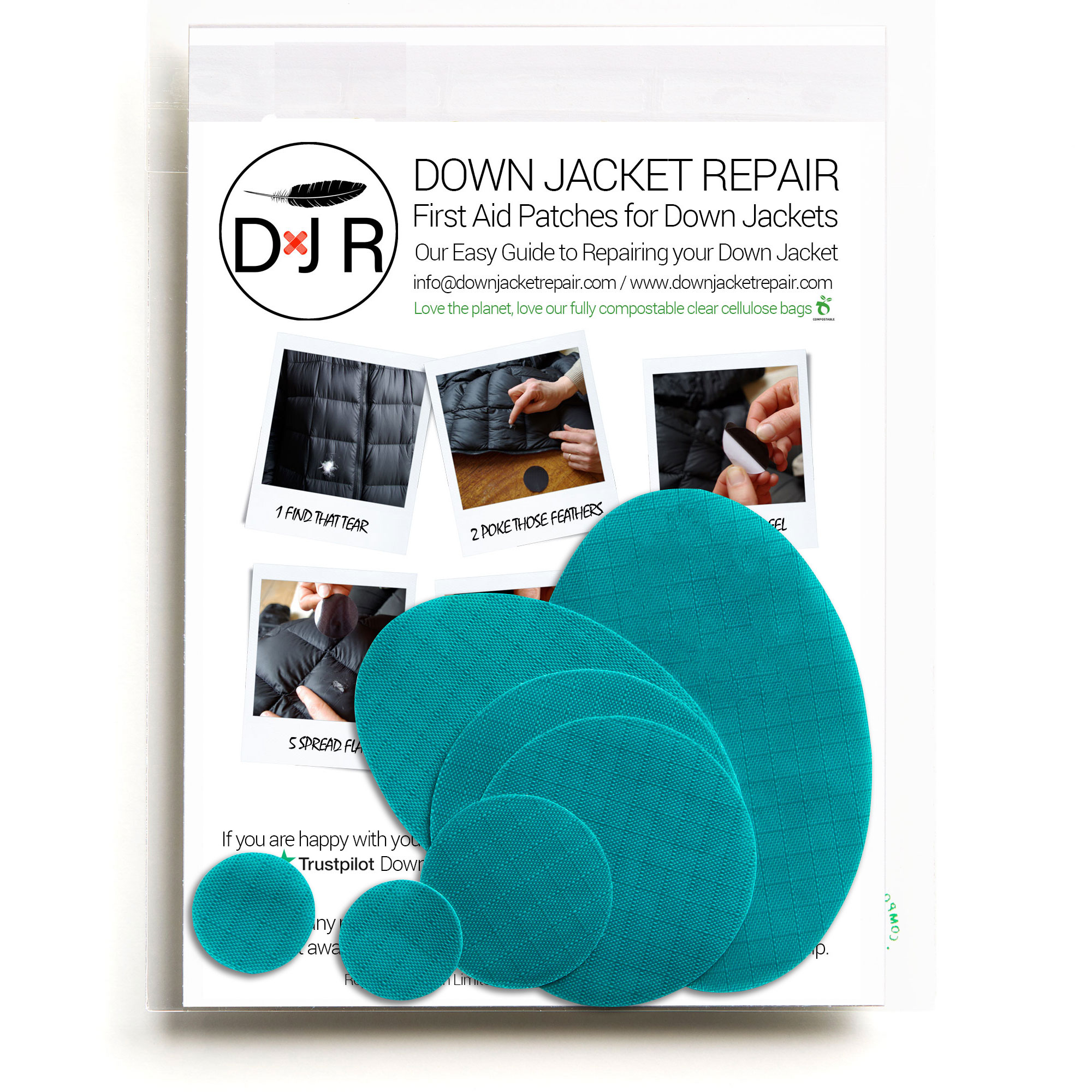down jacket repair patch sea green