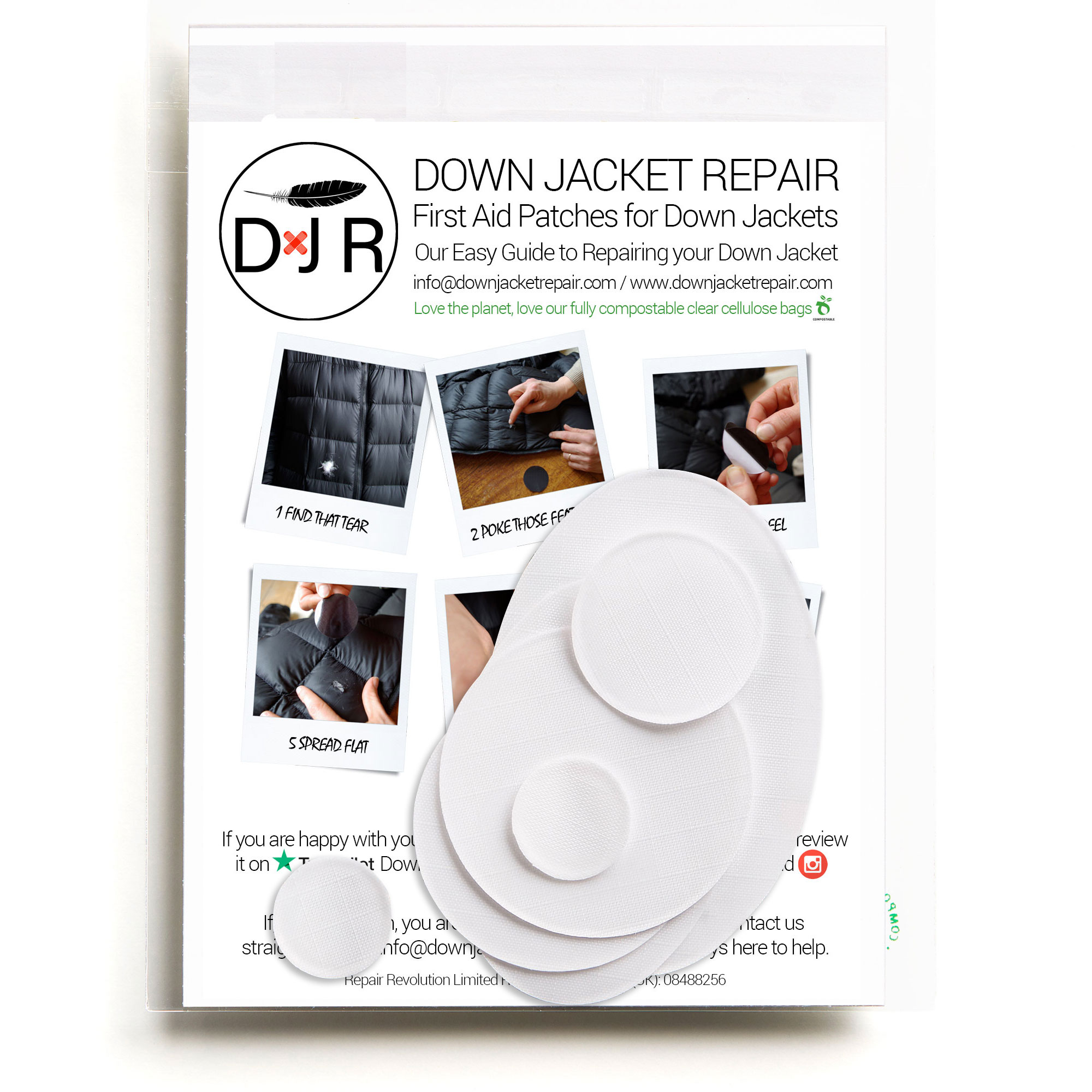 down jacket repair patch white