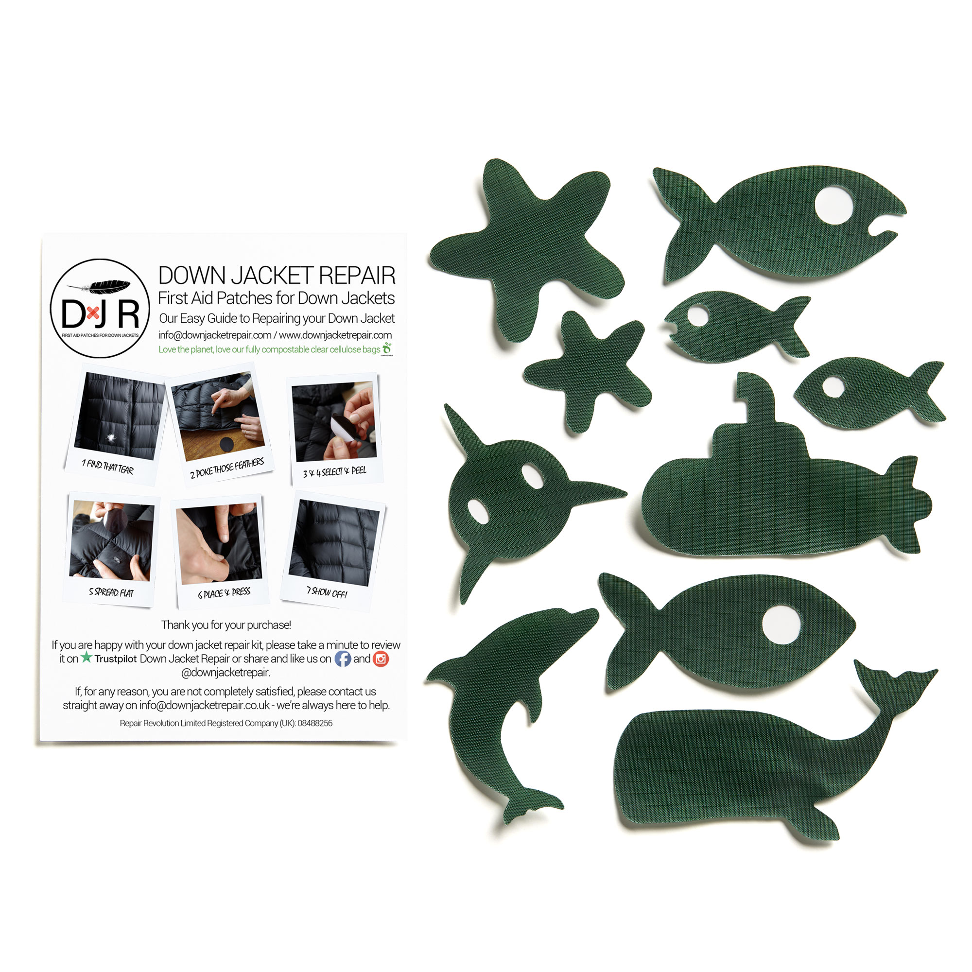Down Jacket Repair Patches - Sea - Bottle Green - Image 2