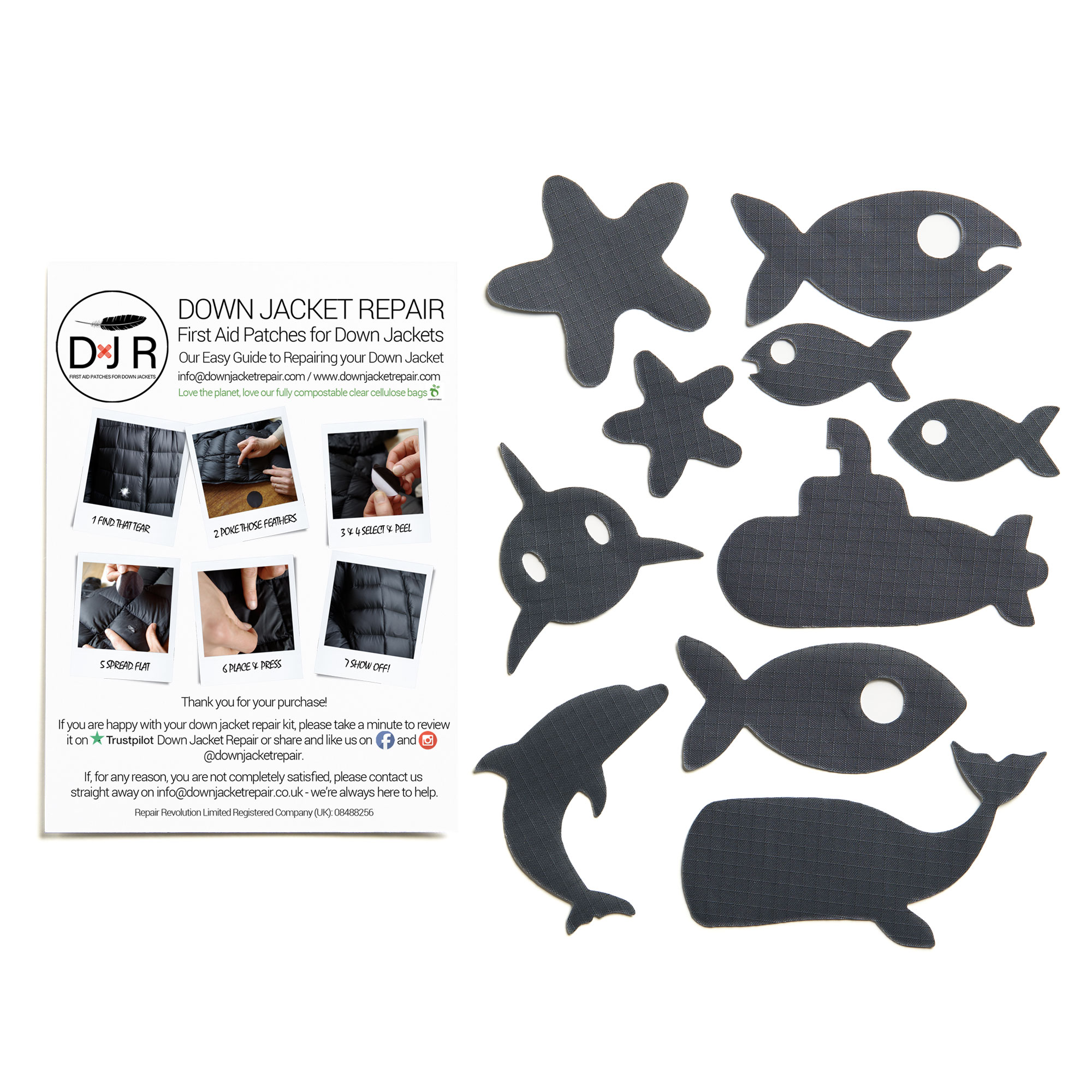 Down Jacket Repair Patches - Sea - Dark Gray - Image 2