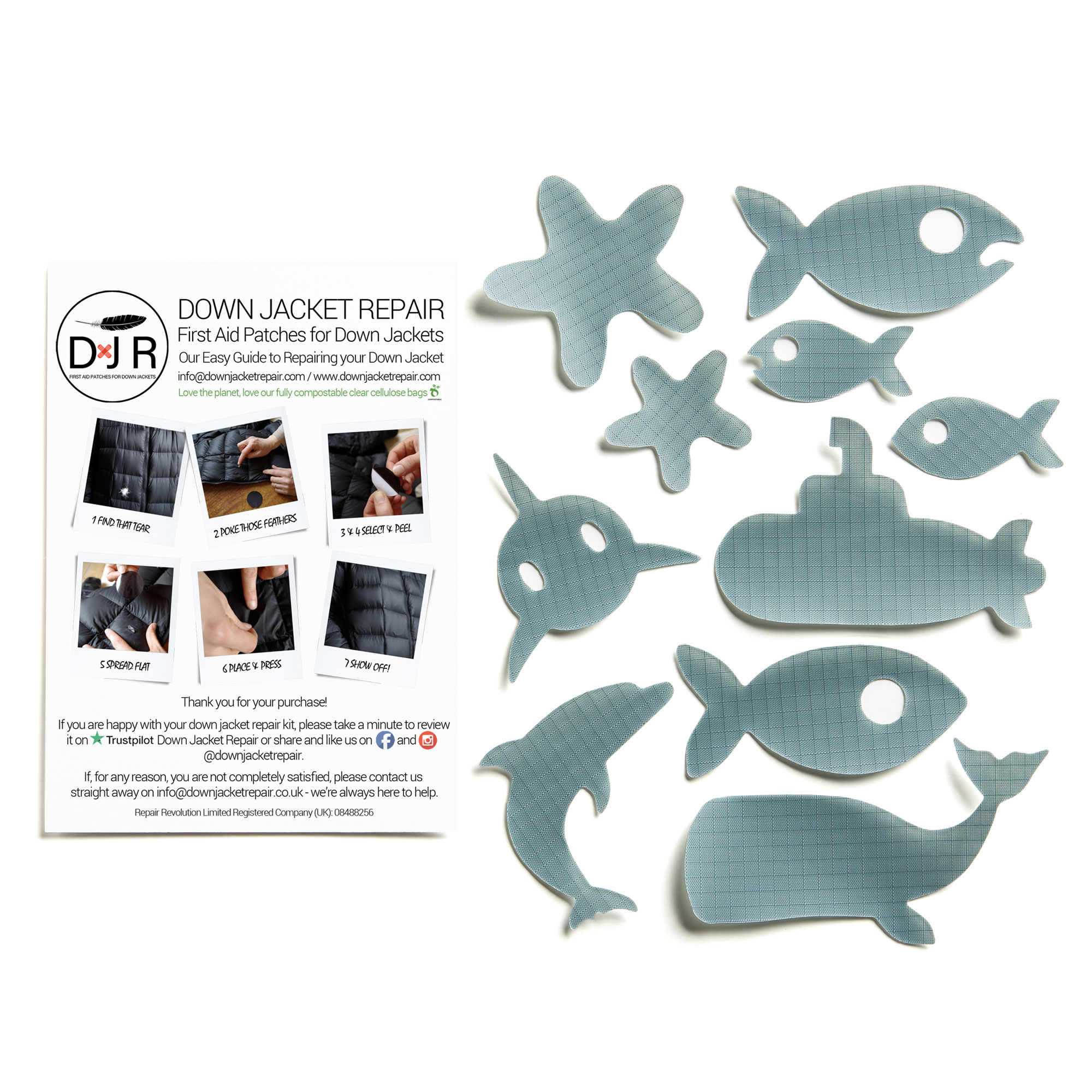 Down Jacket Repair Patches - Sea - Light Gray - Image 2