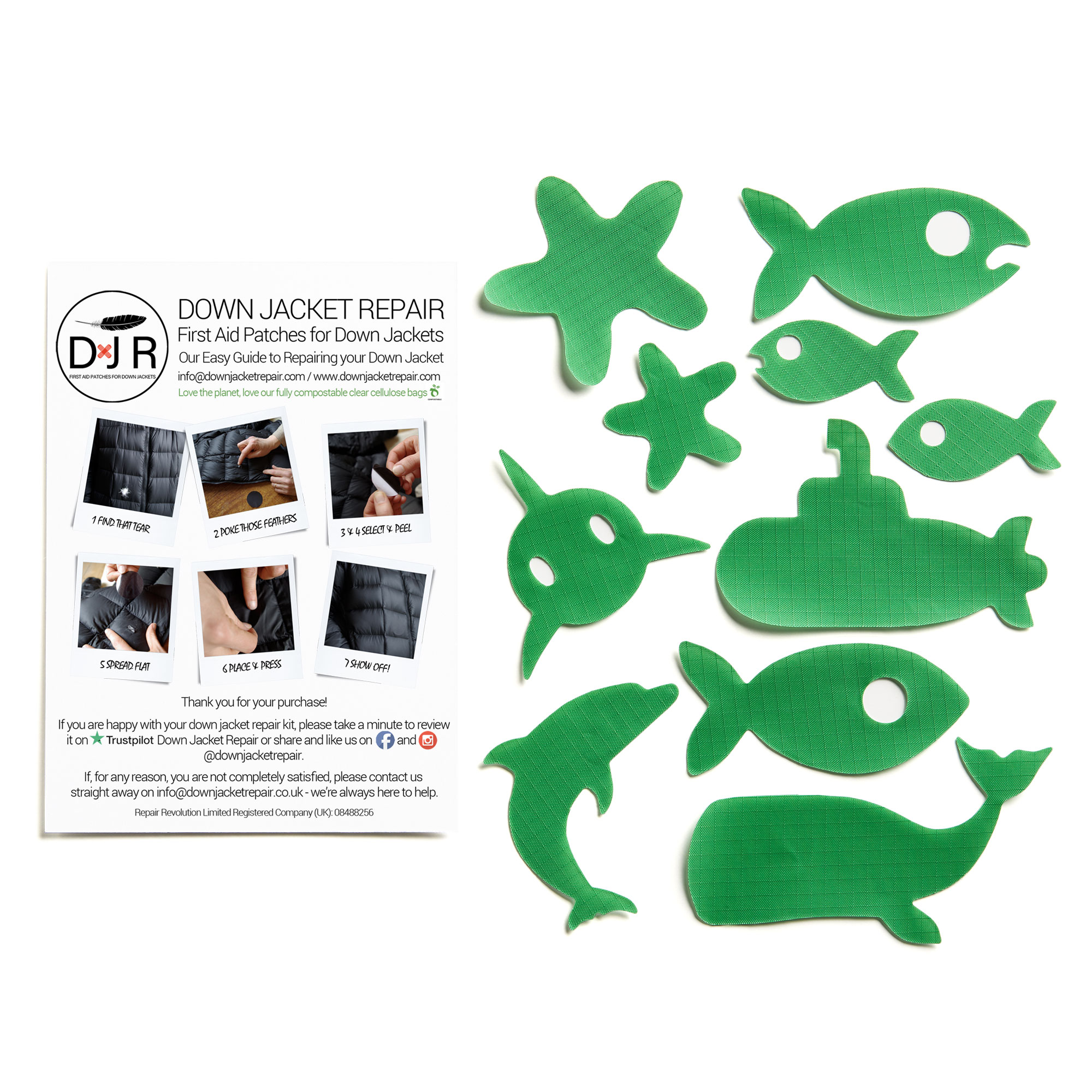 Down Jacket Repair Patches - Sea - Mid Green - Image 2