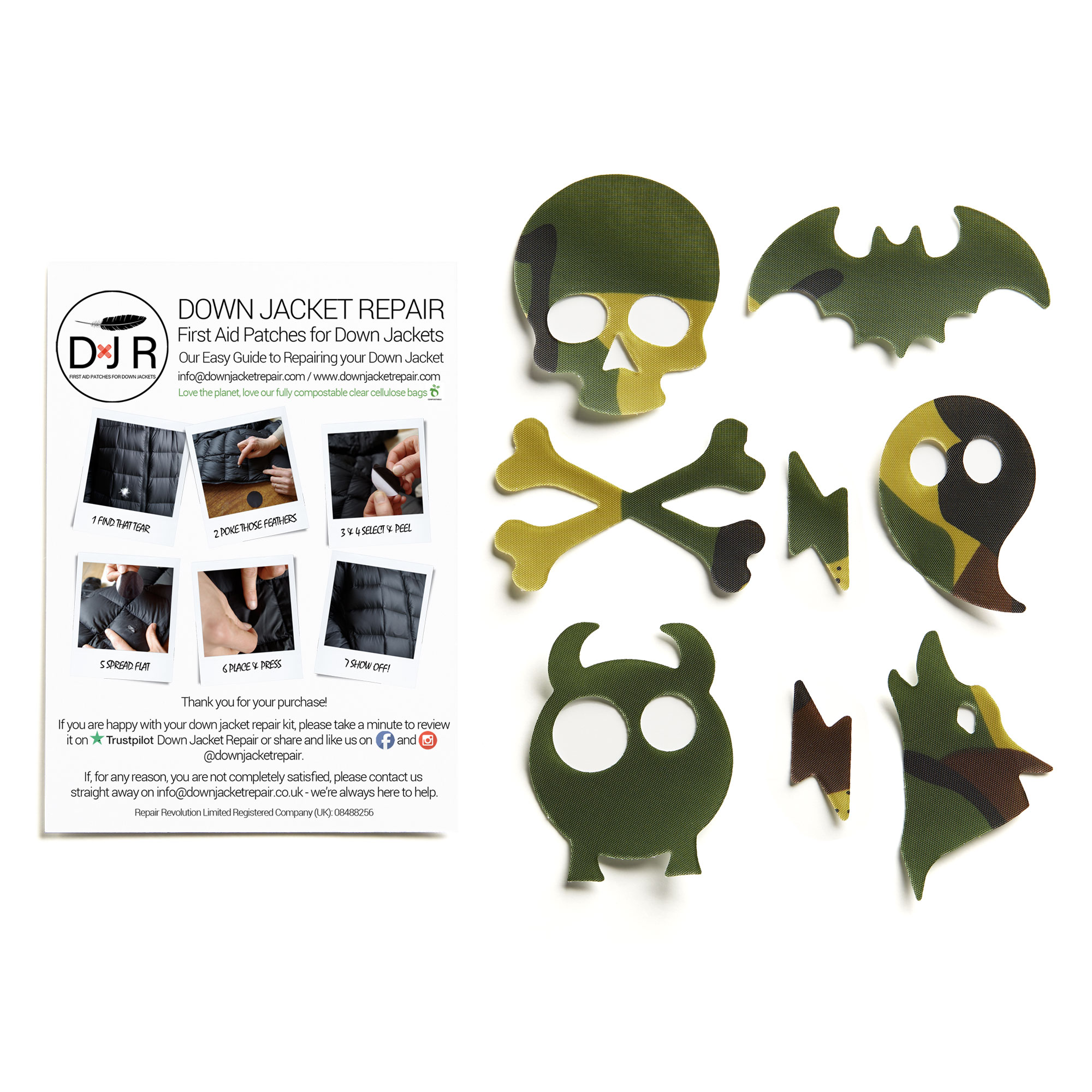 Down Jacket Repair Patches - Spooky - Camo - Image 2