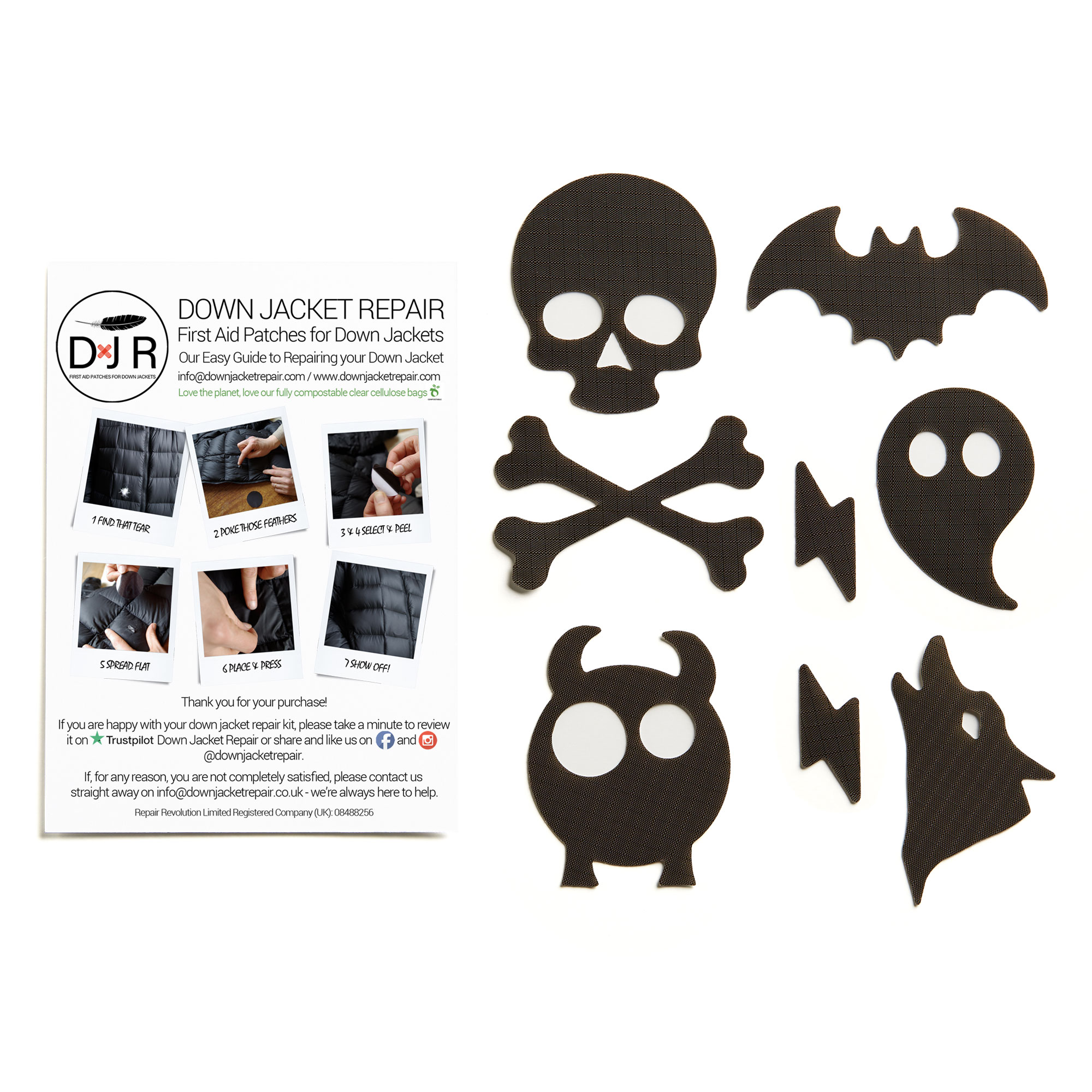 Down Jacket Repair Patches - Spooky - Dark Brown - Image 2