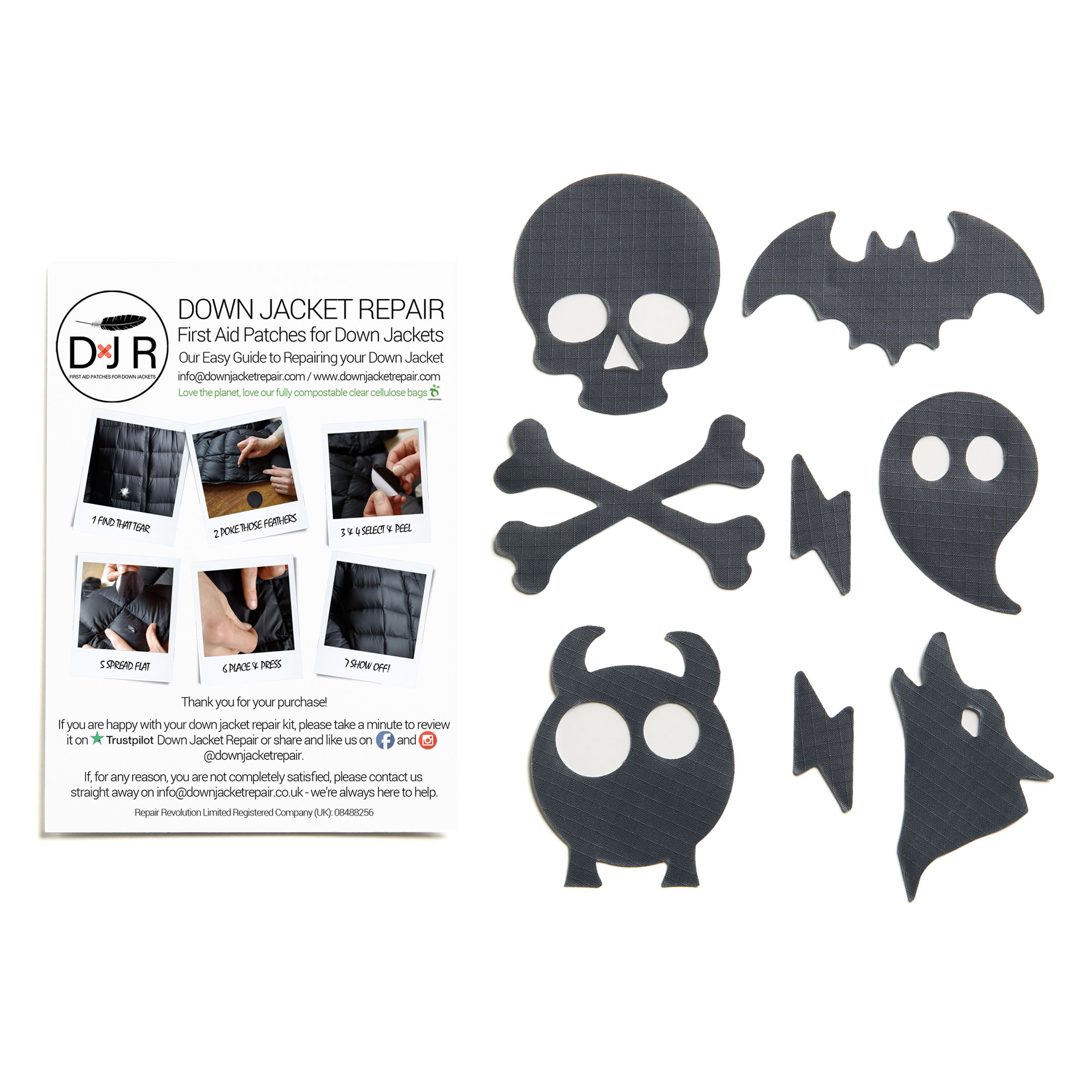 Down Jacket Repair Patches - Spooky - Dark Gray - Image 2