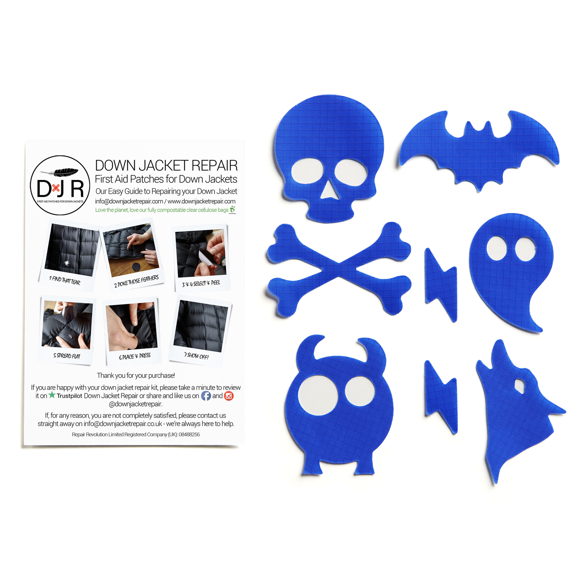 Down Jacket Repair Patches - Spooky - Royal Blue - Image 2