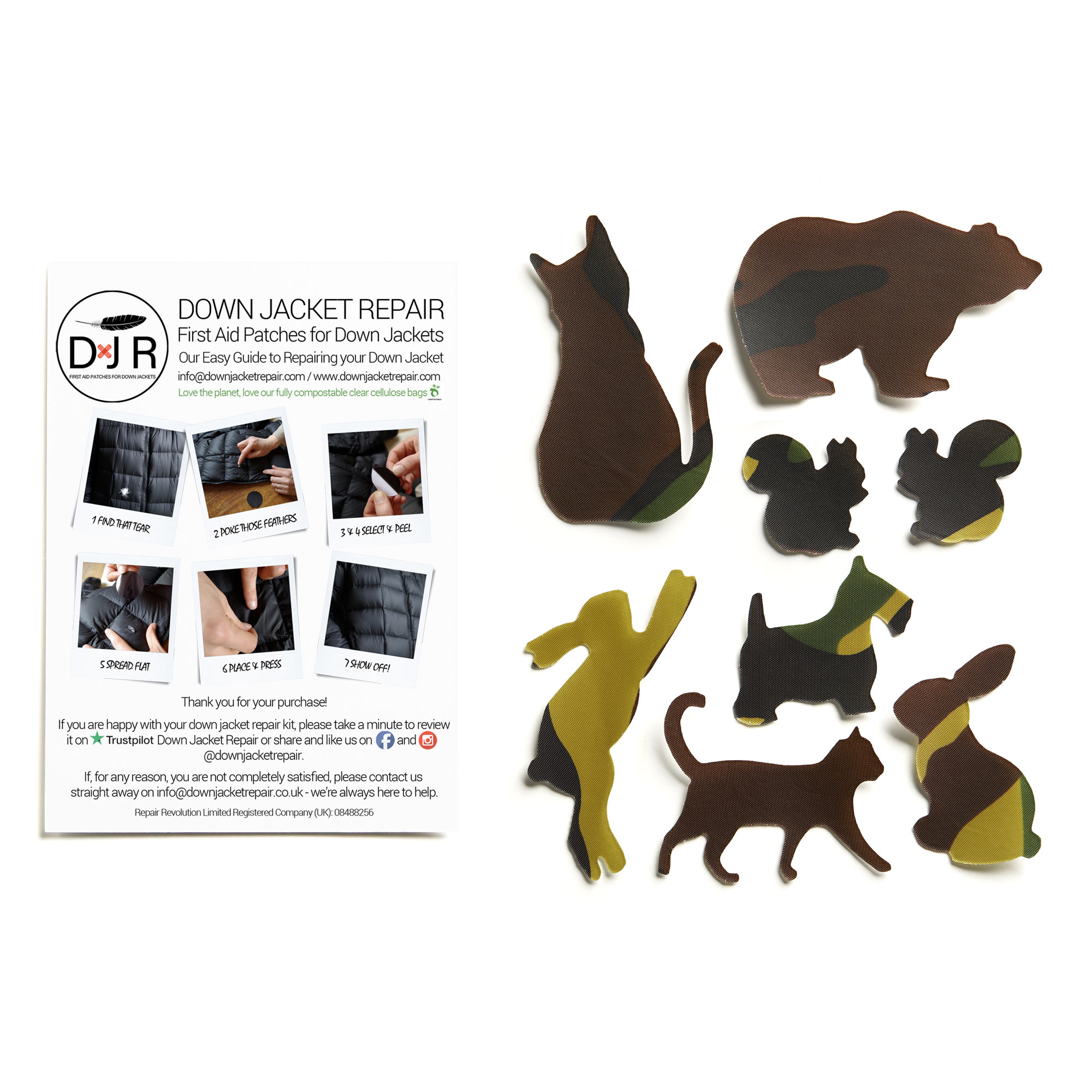 Down Jacket Repair Kit - Animals - Camo - Image 2