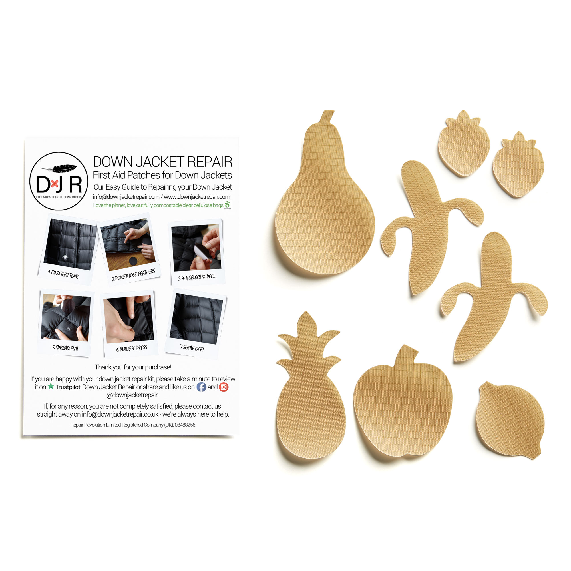 Down Jacket Repair Patches - Fruit - Beige - Image 2