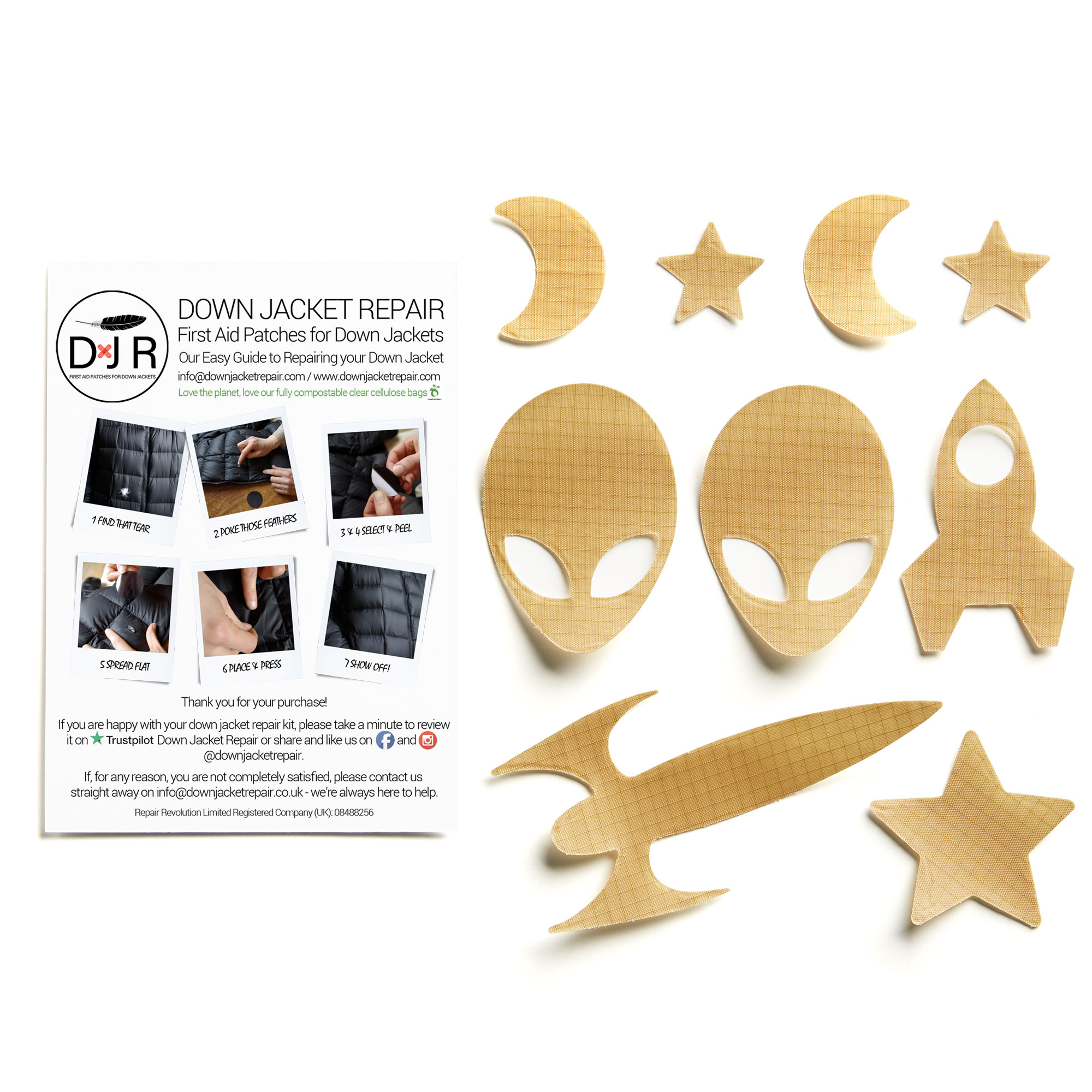 Down Jacket Repair Patches - Space - Beige - Image 2